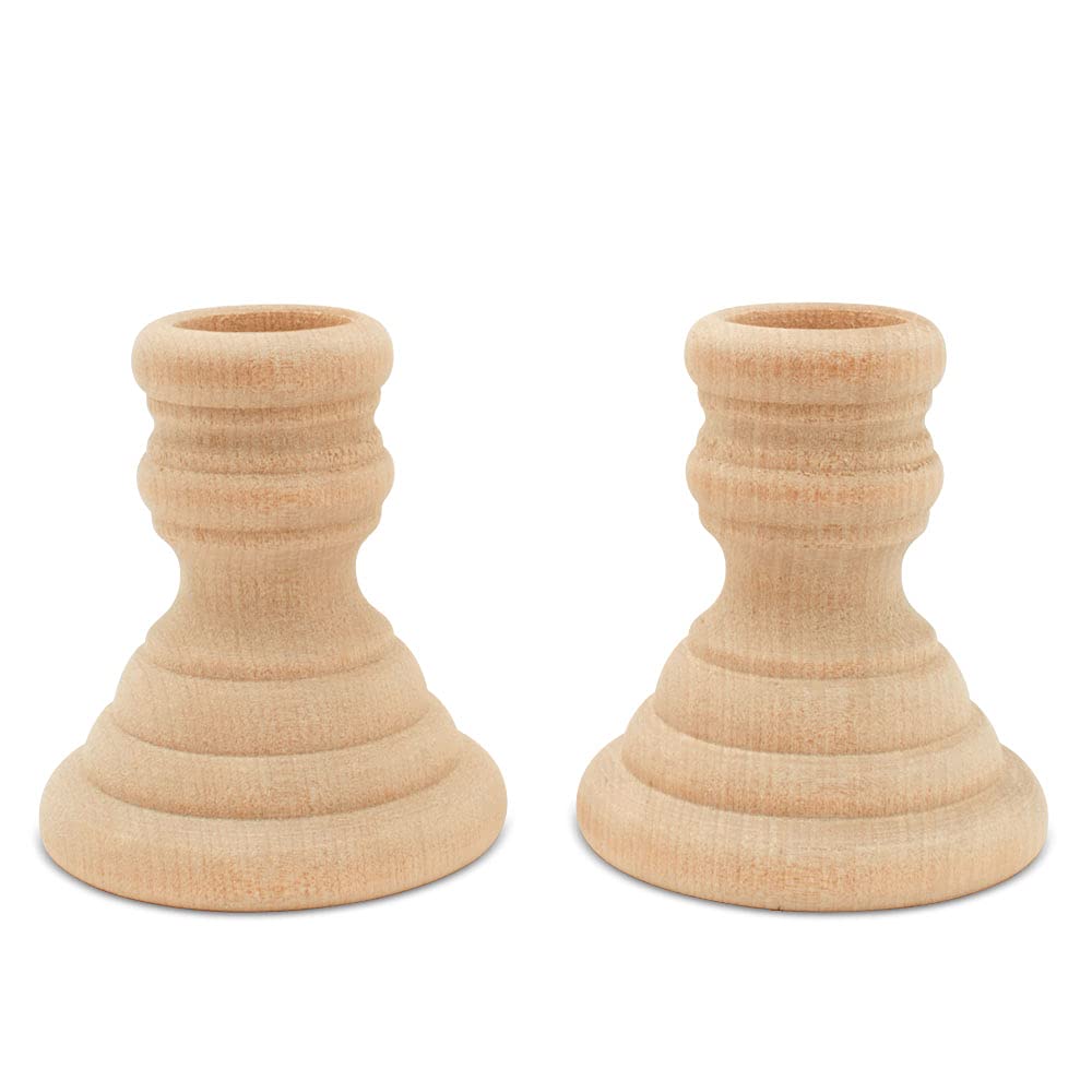 Unfinished Wood Country Candle Holders - 2-5/8 Inch with 7/8 Inch Taper Candle Hole - Set of 12 Rustic Wooden Candle Cups - Perfect for Weddings, DIY Crafts, and Farmhouse Decor by Woodpeckers