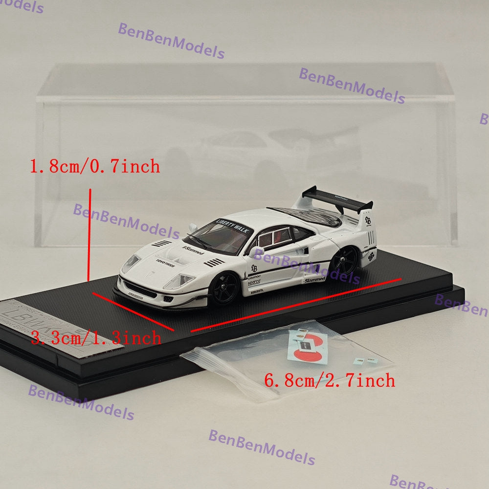 1/64 Scale STREET WARRIOR SW LBWK Ferrari F40 White Diecast Model Car - Limited Edition Collectible for Display, Racing Enthusiasts & Car Lovers