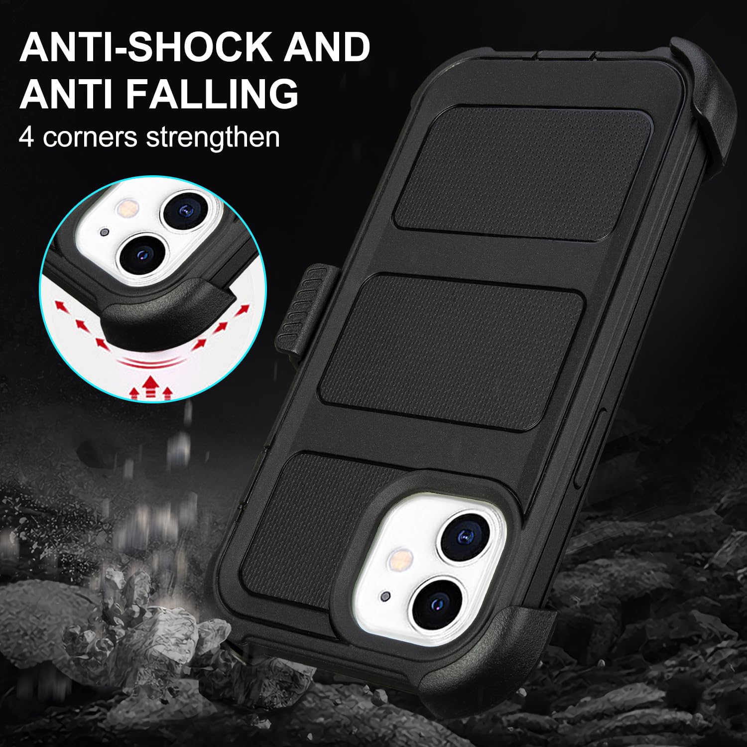 **Rugged iPhone 11 Case with Clip & Kickstand - Heavy Duty Protective Cover, 2-Layer Anti-Drop Design (Black) - Perfect for Outdoor, Construction, and Active Lifestyles**