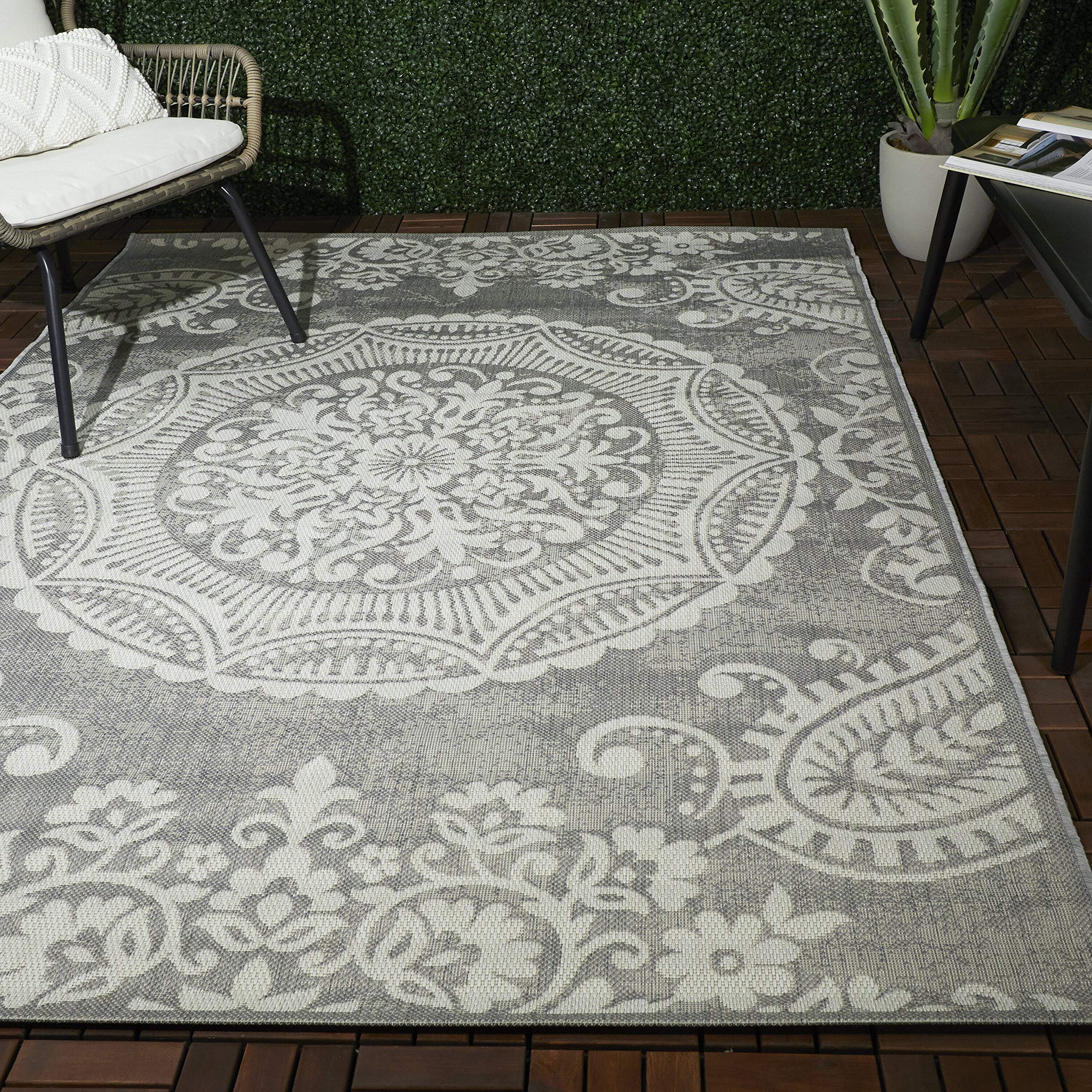 Townley Medallion Flatweave Indoor/Outdoor Area Rug - Durable & Stylish for Living Room, Patio, Bedroom Decor