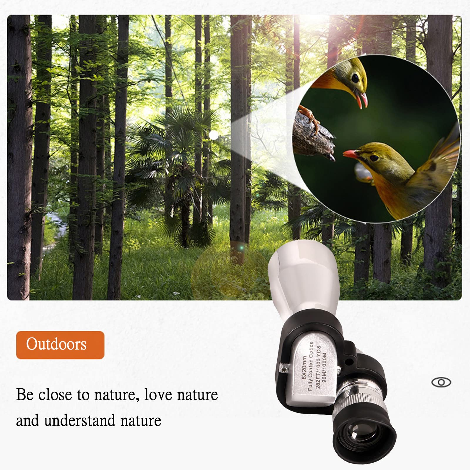 8x20 Monocular Telescope - Compact & Powerful Spotting Scope for Bird Watching, Hunting, Hiking, and Outdoor Adventures | Night Vision, Travel Essential, Survival Gear for Men | Perfect for Wildlife Observation, Camping, and Sports Events