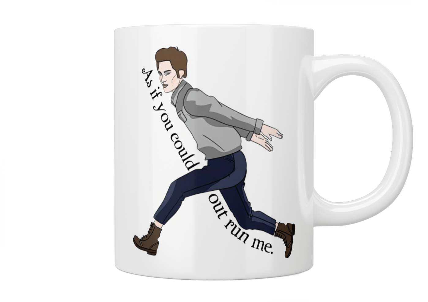 Twilight Movie Inspired 'As If You Could Outrun Me' Coffee Mug - Perfect for Twilight Fans, Book Lovers & Vampire Romance Enthusiasts - Great for Home, Office or Gift Giving
