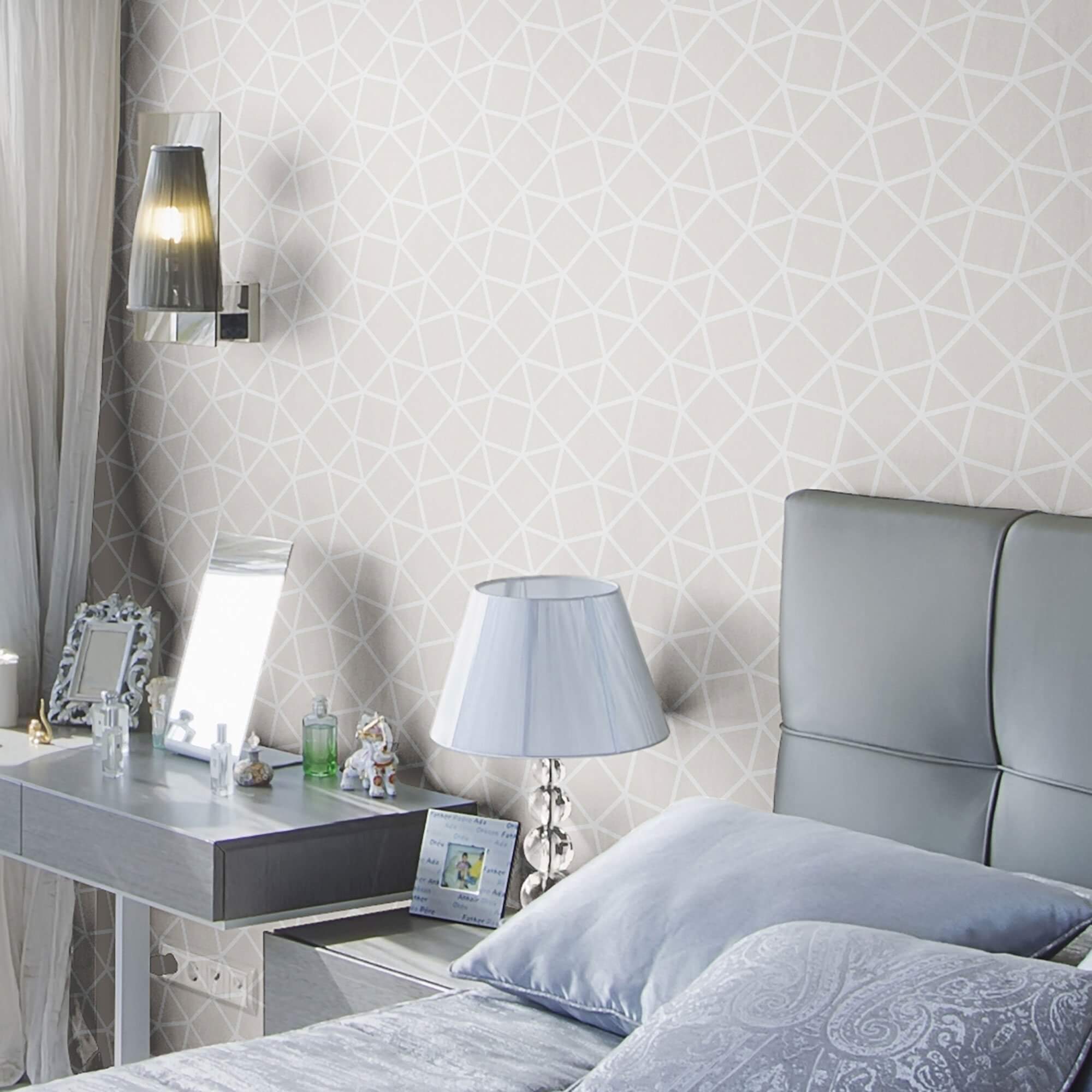 Tan Triangles Geometric Peel and Stick Removable Wallpaper 9183 - Self-Adhesive Wall Decal for Bedroom, Living Room & Office Decor