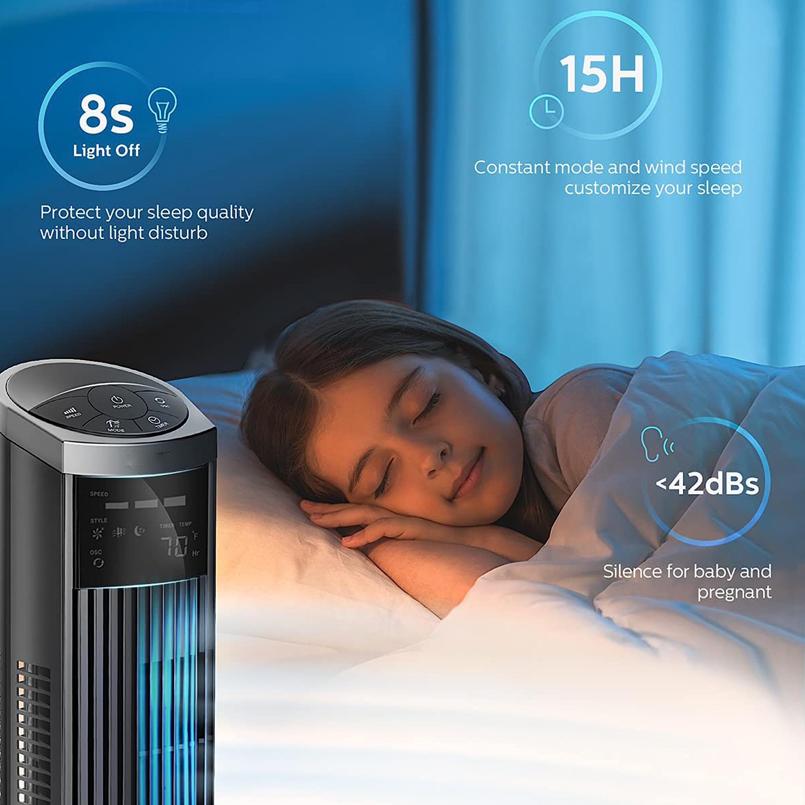 Simple Deluxe 36 Inch Oscillating Tower Fan with Remote - 3 Speed Quiet Standing Fan for Bedroom, Office & Living Room - 15H Timer, 3 Modes, Black - Perfect for Home Cooling, Air Circulation & White Noise Sleep Aid