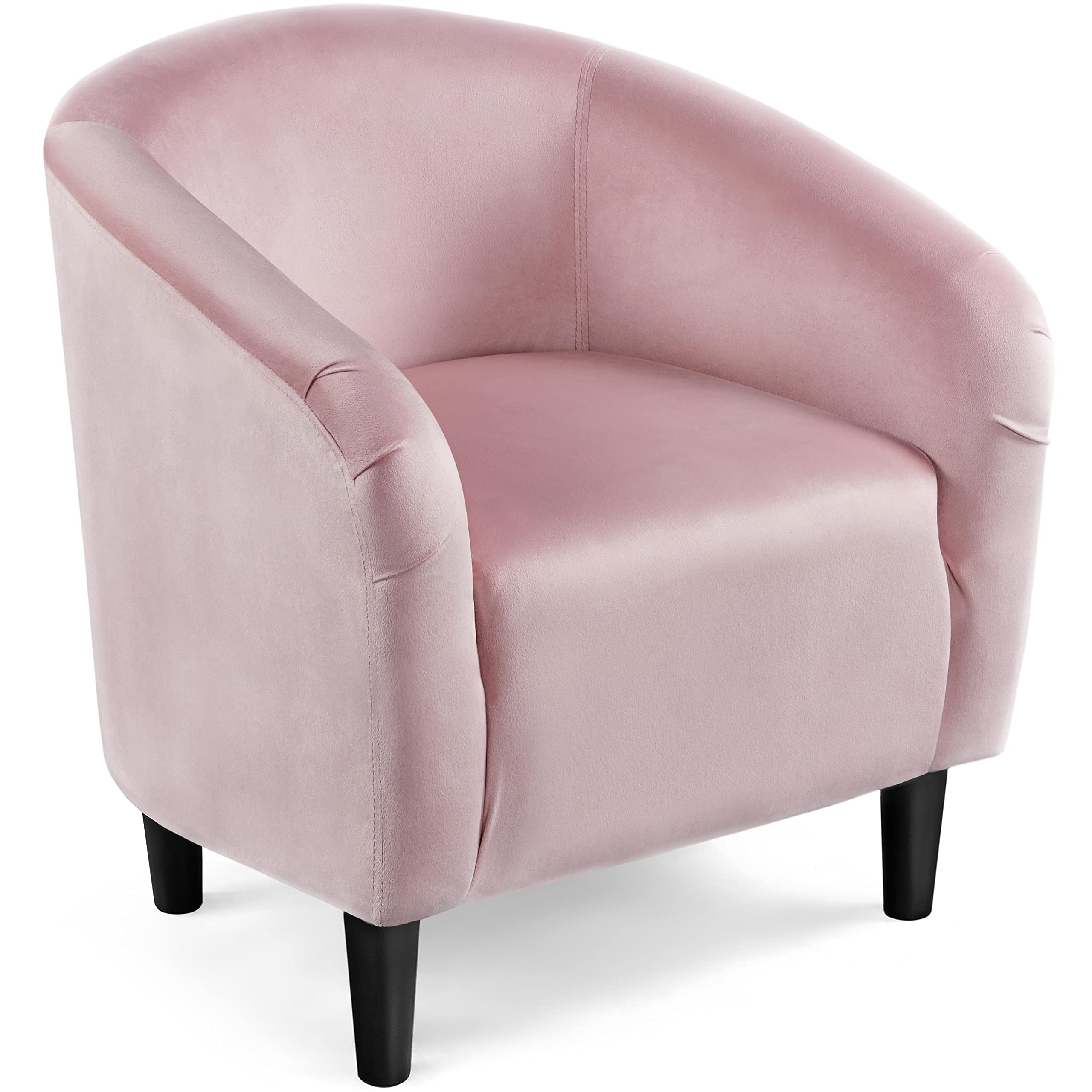 Yaheetech Modern Barrel Chair - Soft & Cozy Vanity Chair with Sturdy Metal Legs & Padded Seat for Living Room, Bedroom, Makeup Room (Pink) | Perfect for Reading Nook, Dressing Table & Home Office Accent Chair