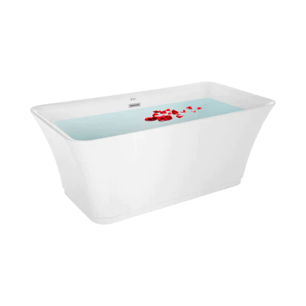 Empava 59-Inch Freestanding Soaking Bathtub - White Acrylic Modern Bathtub for Luxury Bathrooms (Model 59FT1511) | Perfect for Spa-Like Relaxation & Small Bathroom Spaces