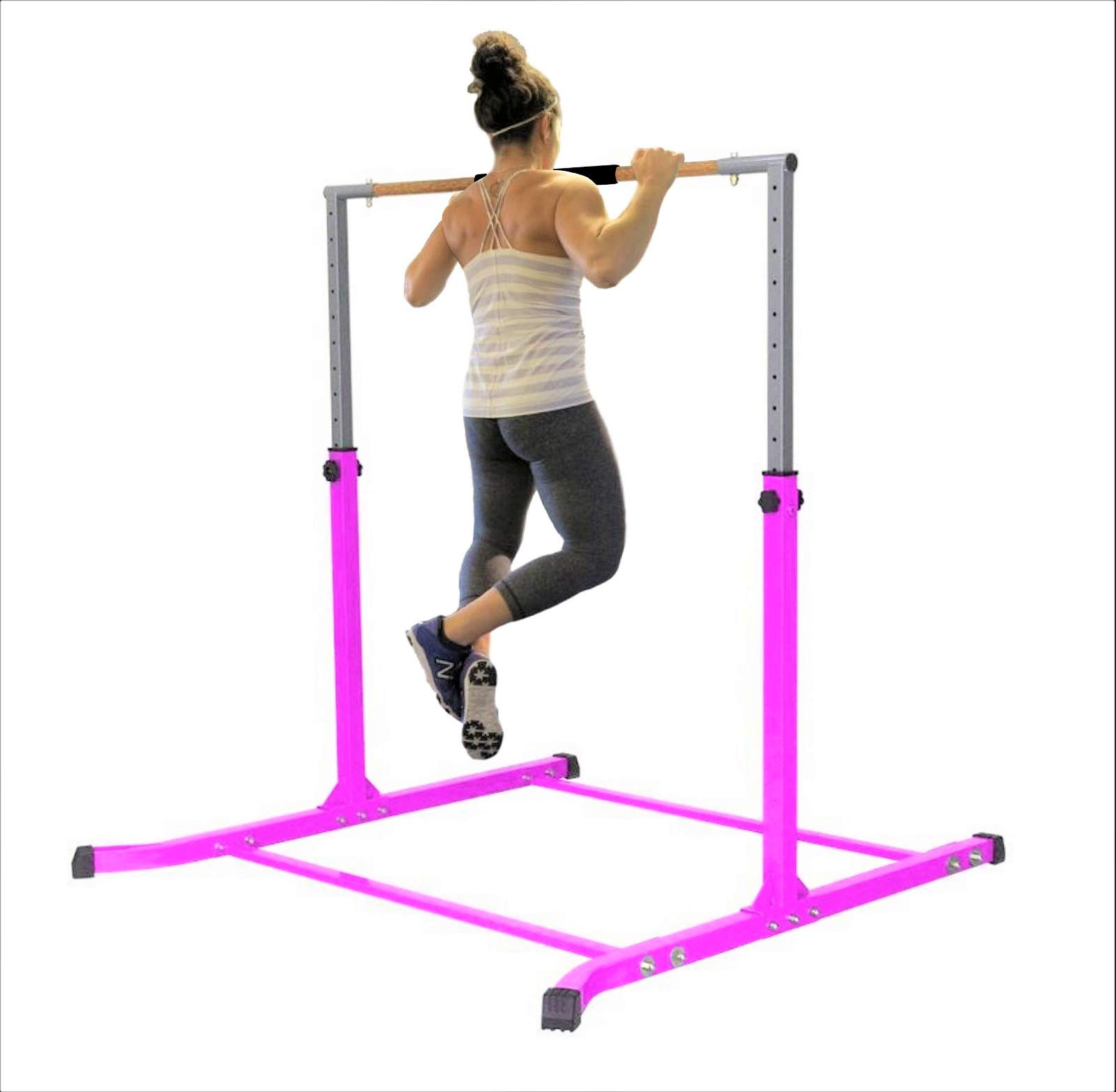 Adjustable Kids Gymnastics Kip Bar - 13-Level Height Adjustable (3-5 Feet) with Cushioned Horizontal Bar & Curved Legs - Junior Training Equipment for Home Gym (Pink) - Perfect for Gymnastics Practice, Strength Training & Playroom Activities - Ideal for Indoor Play, Kids Fitness & Backyard Training - Great for Home Exercise, Birthday Gifts & Toddler Playtime - Best for Home Gymnastics, Kids' Playroom, Backyard Fun & Birthday Presents