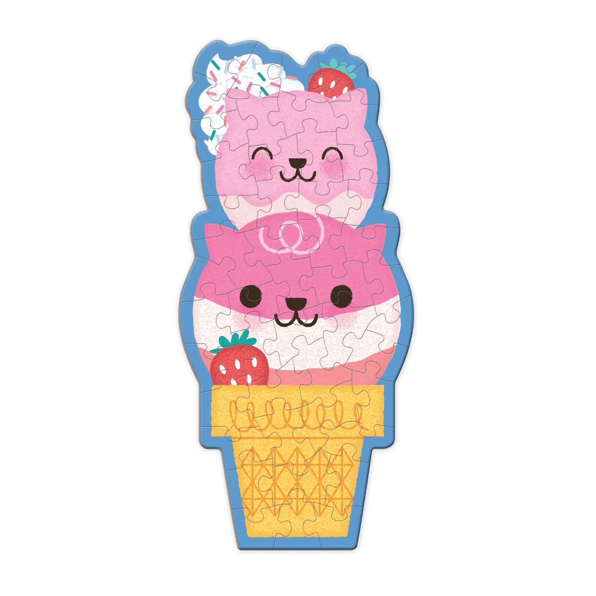 Strawberry Cat Cone 48 Piece Scratch and Sniff Shaped Puzzle - Fun Interactive Toy for Kids, Perfect for Birthday Parties & Family Game Night