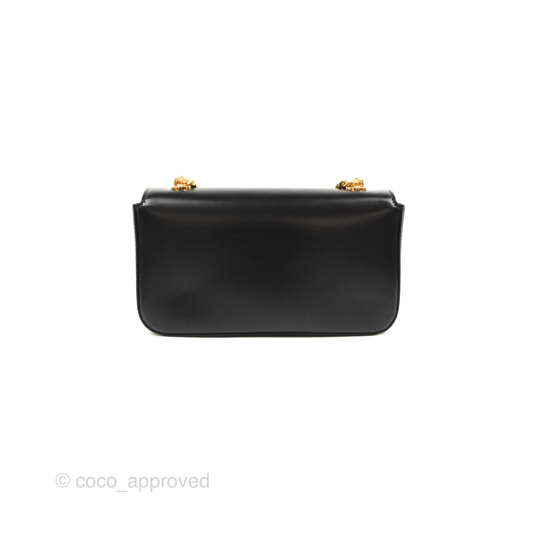 Celine Triomphe Chain Shoulder Bag in Black Shiny Calfskin Leather - Luxury Crossbody Purse for Women, Perfect for Evening Parties & Date Nights