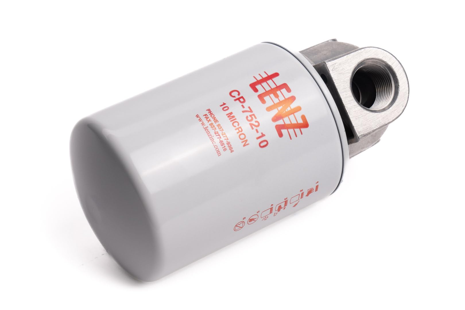 LENZ Industrial Spin-On Filter Assembly CP-750-10P – 10 Micron Hydraulic Oil Filter – 100 PSI Max Pressure, 20 GPM Flow Rate, 3/4