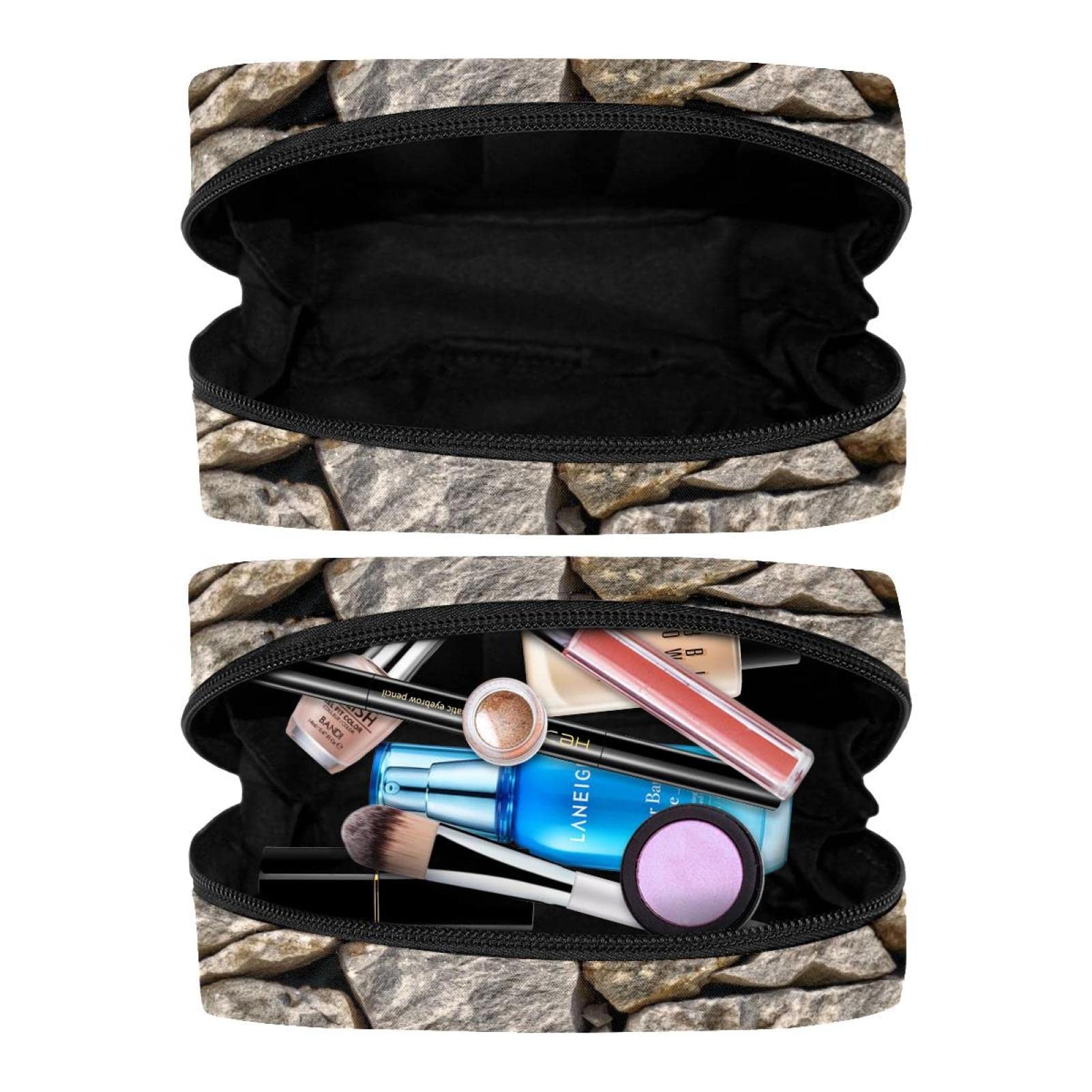 Waterproof Cosmetic Zipper Pouch - Travel Makeup Bag for Women, Durable Toiletry Organizer with Stones Wall Design | Perfect for Travel, Gym & Daily Essentials Storage