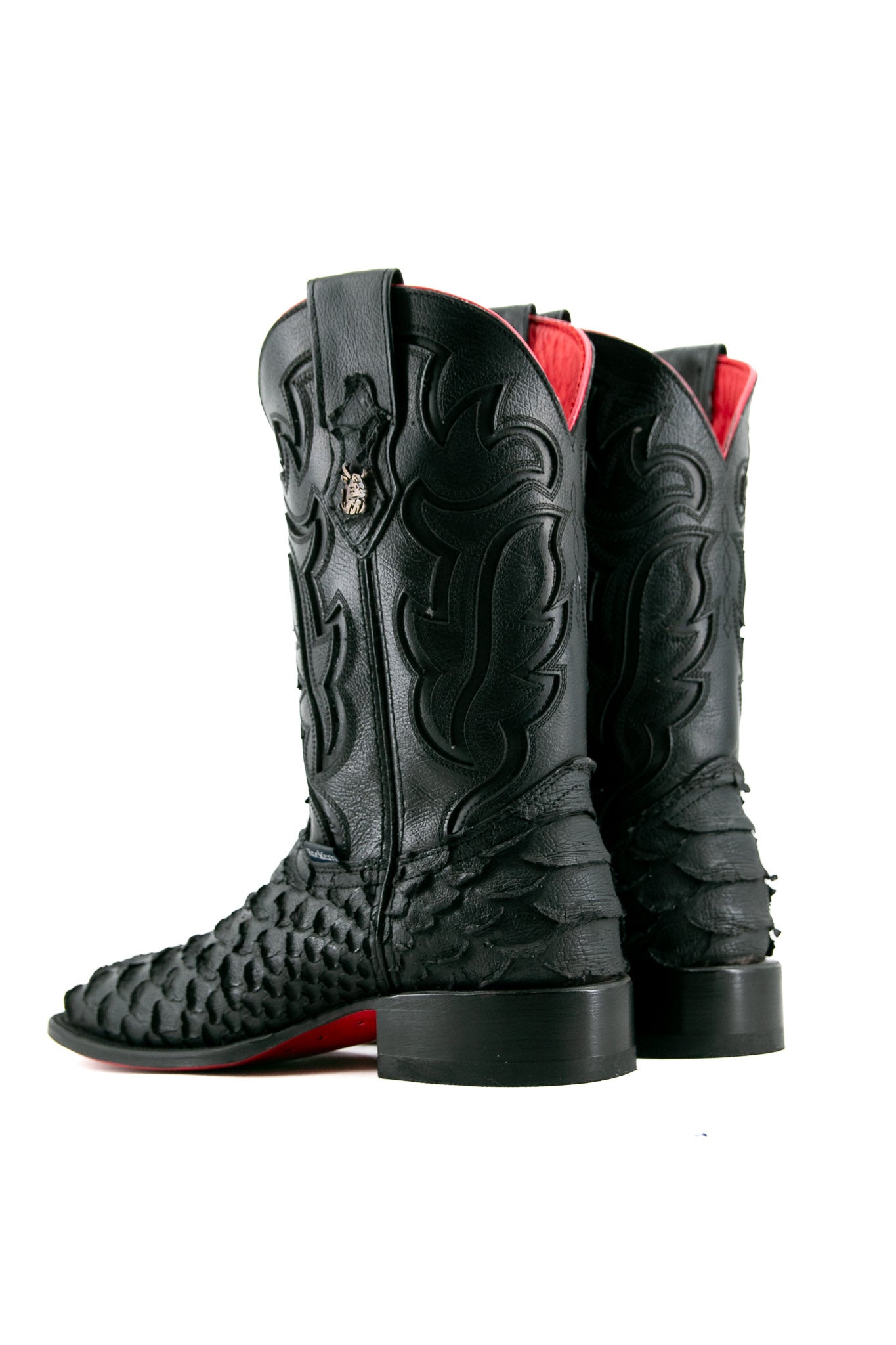 Viper Matte Black & Red Bottom Square Toe Cowboy Boots for Men - Western Style Riding Boots for Country Music Festivals & Rodeo Events