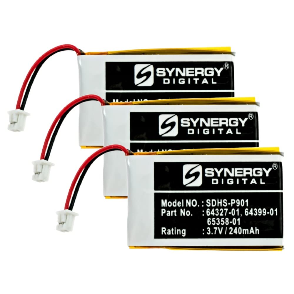 Synergy Digital Wireless Headset Batteries - 3 Pack Li-Polymer 3.7V 240mAh Replacement Batteries for Avaya Tenovis HSG-Link DECT 2 Wireless Headset | Long-Lasting Power for Office Calls & Remote Work