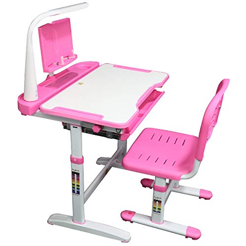 Adjustable Height Kids Desk and Chair Set - Ergonomic Study Desk for Children with Computer Workstation, Perfect for Home Schooling & Online Learning