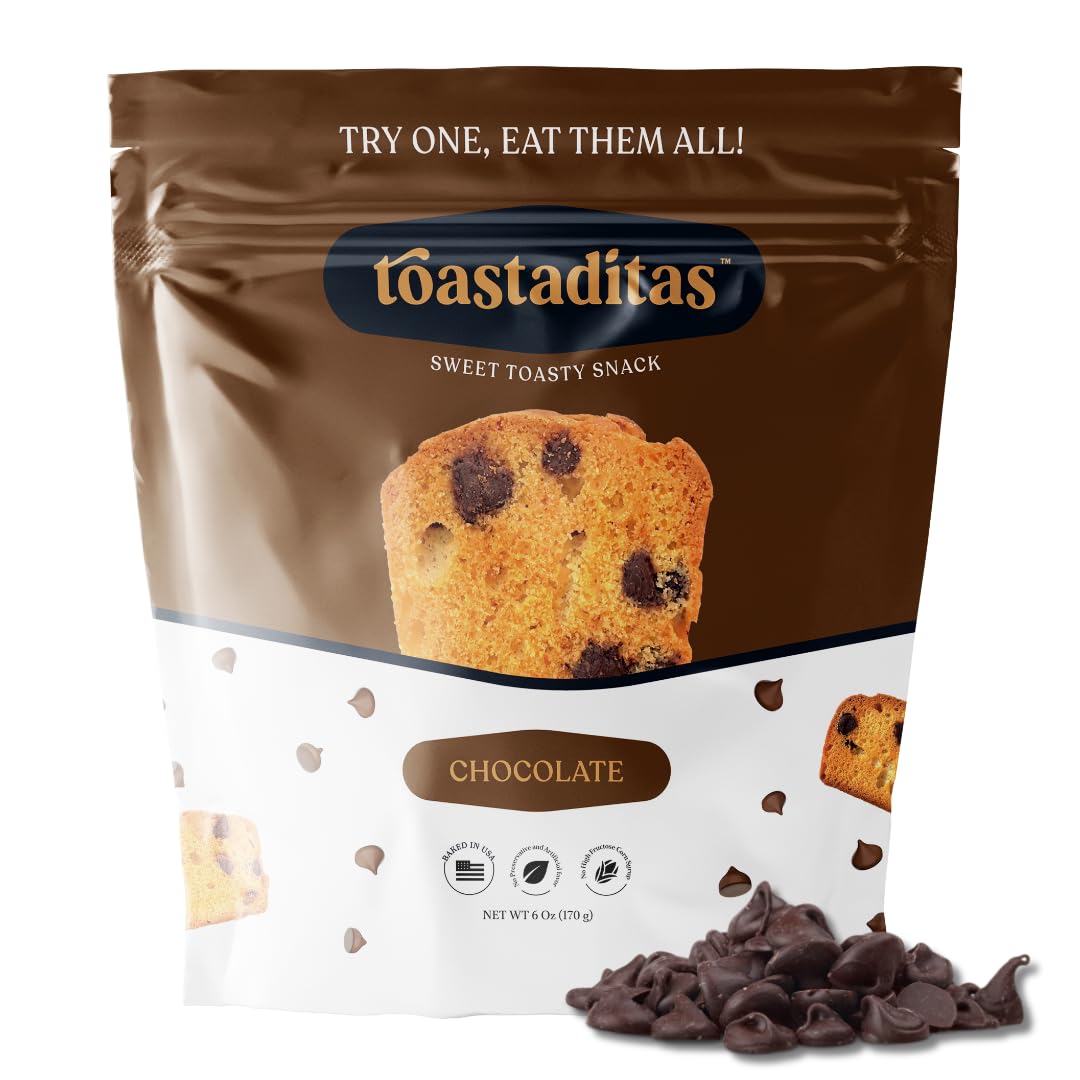 Toastaditas Chocolate Chips Toasted Cookies - 11g Protein, All-Natural Ingredients, No Artificial Flavors | Healthy Snack for Kids & Adults | Perfect for Lunch Boxes, Office Snacks & After-School Treats (3-Pack)