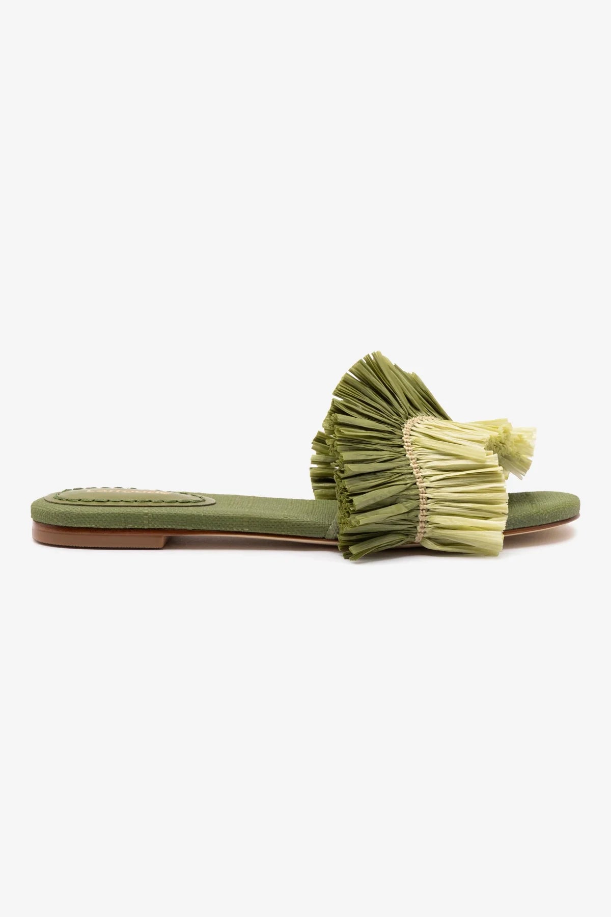 Stylish Ivy Fringe Flat Sandals in Seaweed Raffia - Perfect for Beach Vacations & Summer Outfits