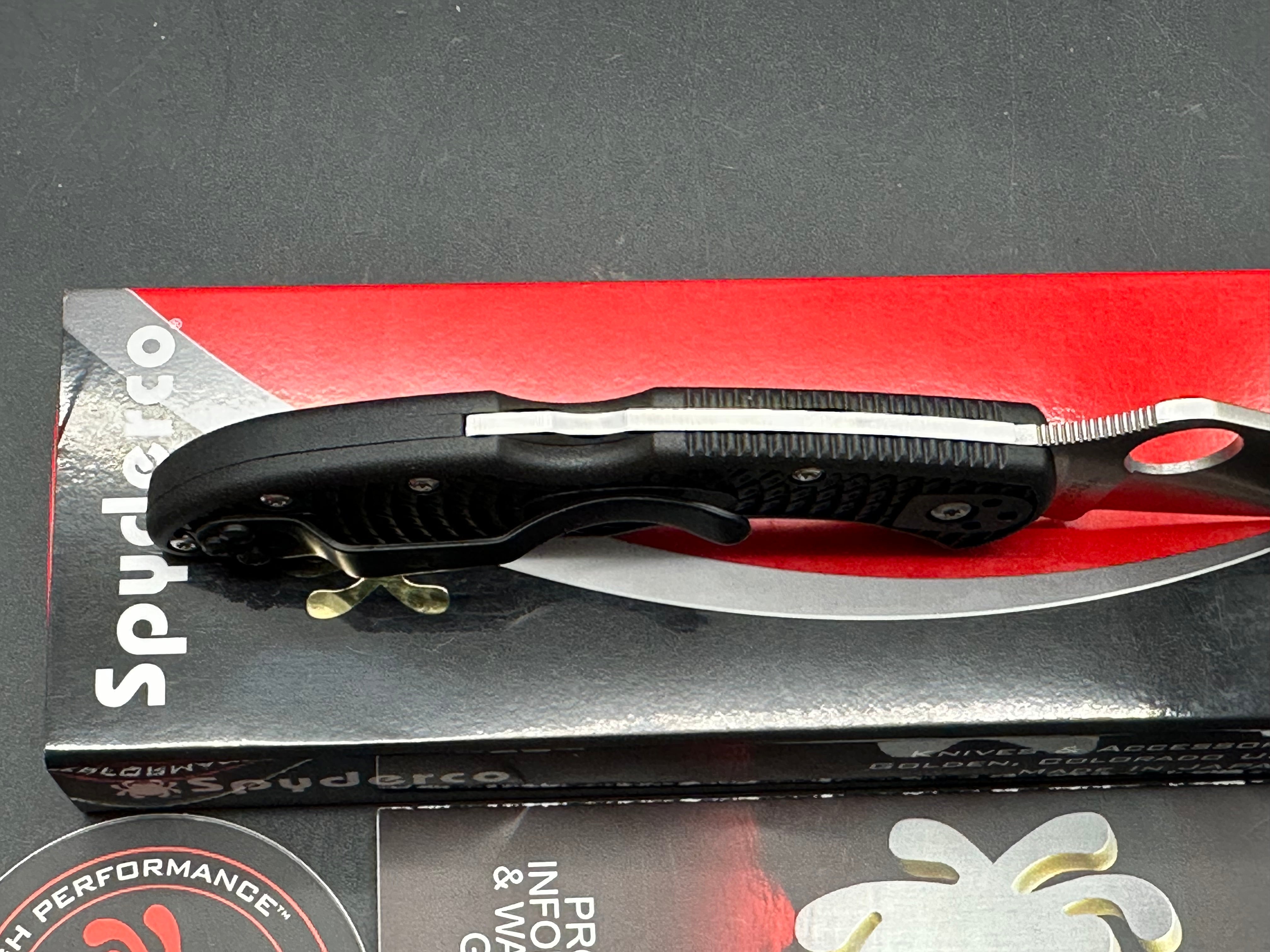 Spyderco Delica 4 Lightweight Folding Knife - VG-10 Stainless Steel Satin Blade, Black FRN Handle - EDC, Camping, Hiking & Outdoor Survival Tool