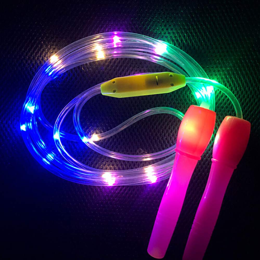 Best LED Light Up Jump Rope for Kids - Glow in The Dark Skipping Rope for Children's Exercise, Fitness & Outdoor Play - Random Color Luminous Jump Rope for Home, Gym & School Activities