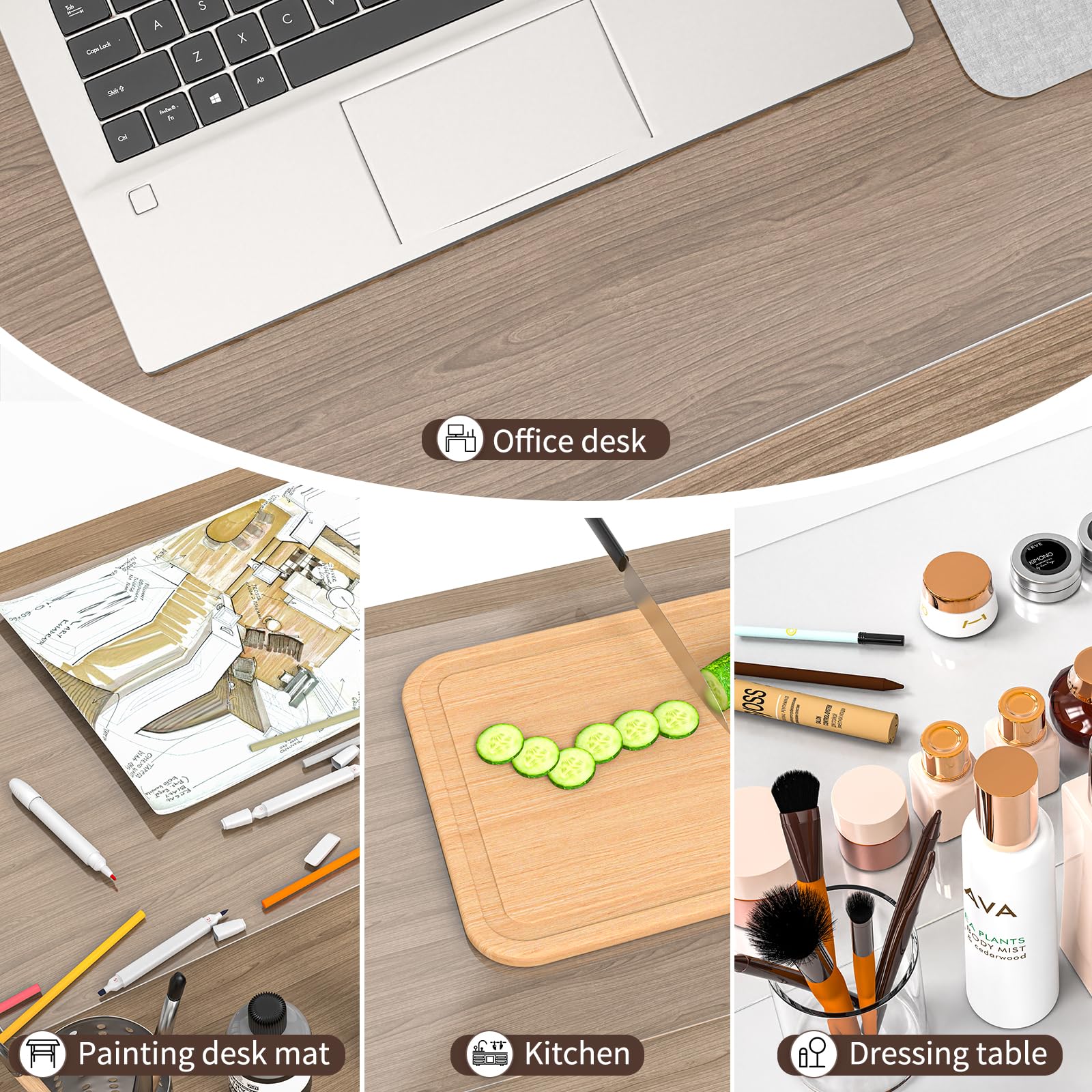 Premium Clear PVC Desk Mat - Non-Slip, Heat Resistant & Waterproof Transparent Desk Protector with Rounded Edges (35.4
