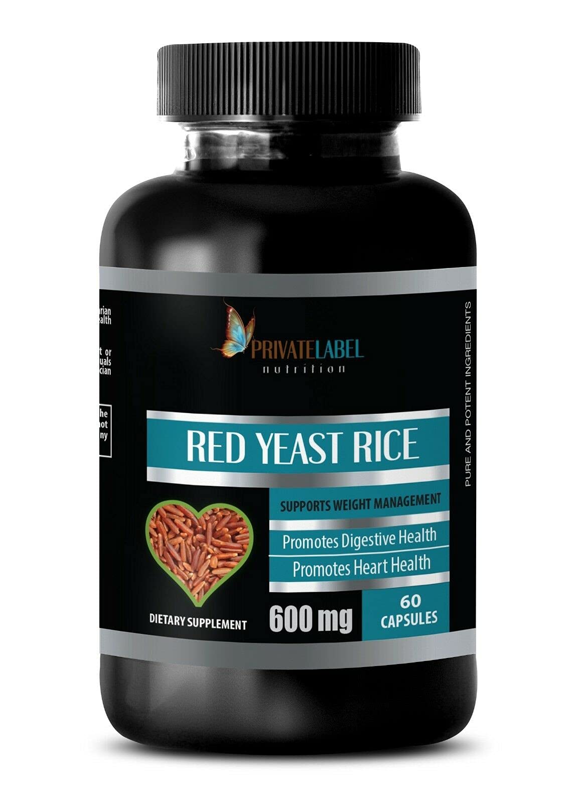 Organic Red Yeast Rice Supplement 600mg - Supports Heart Health, Weight Management & Digestion - Herbal Capsules for Cholesterol & Gut Health - 60 Capsules - Perfect for Daily Wellness Routine & Active Lifestyle