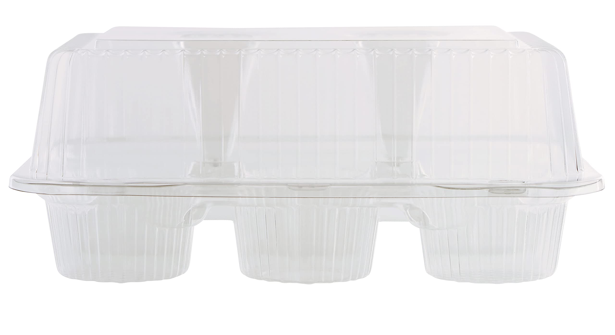 300 Pack Clear Plastic 6 Compartment Muffin Containers - Disposable Cupcake Boxes with Hinged Lid - 6 Cavity Bakery Holders for Cupcakes, Muffins & Desserts - Perfect for Wedding, Party, Takeout & Bakery Storage