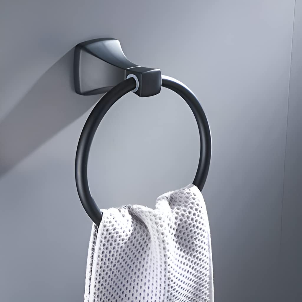 Plantex Space Aluminum Napkin Holder - Bathroom Towel Ring & Hanger for Wash Basin - Black Powder Coated - Durable Bathroom Accessories for Kitchen, Restaurant & Home Decor