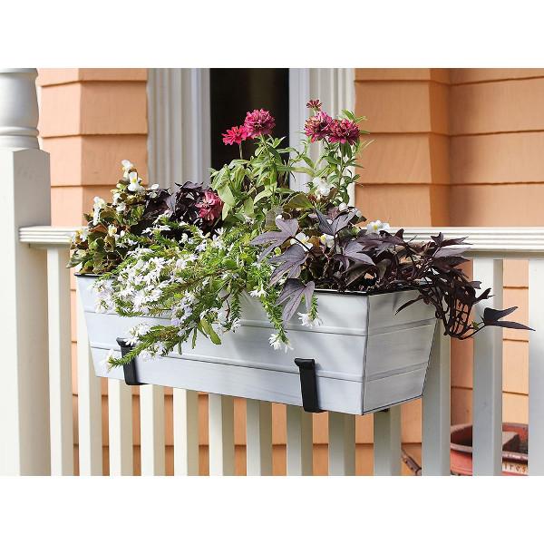 Galvanized Steel Flower Box Planter - Rustproof Outdoor Garden Container for Plants, Flowers & Herbs - Perfect for Patio, Balcony & Window Sill Decor