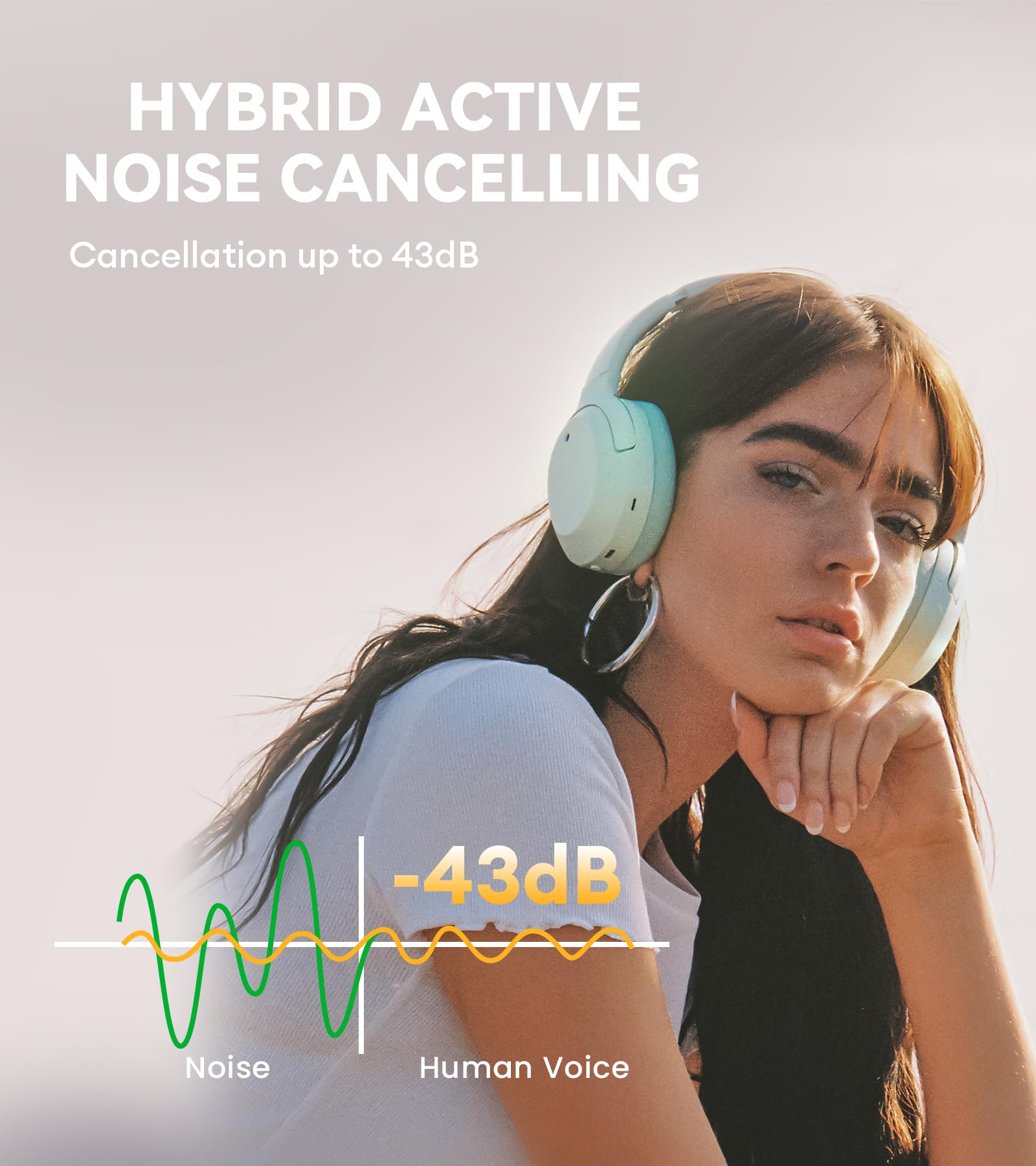 Edifier W820NB Plus Hybrid Active Noise Cancelling Headphones with LDAC Codec - Hi-Res Audio Wireless & Wired Over-Ear Headphones - Bluetooth 5.2, 49H Playtime, Fast Charge - Green - Perfect for Travel, Work & Music Lovers