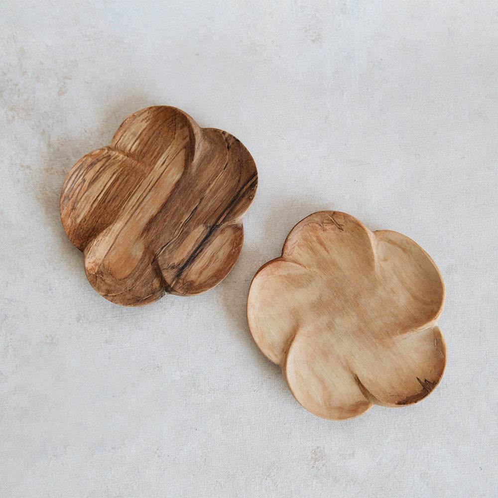Handcrafted Wild Olive Wood Petal Serving Tray Set - Natural Wood Cheese Board & Charcuterie Platter for Entertaining, Wedding Gifts, and Home Decor
