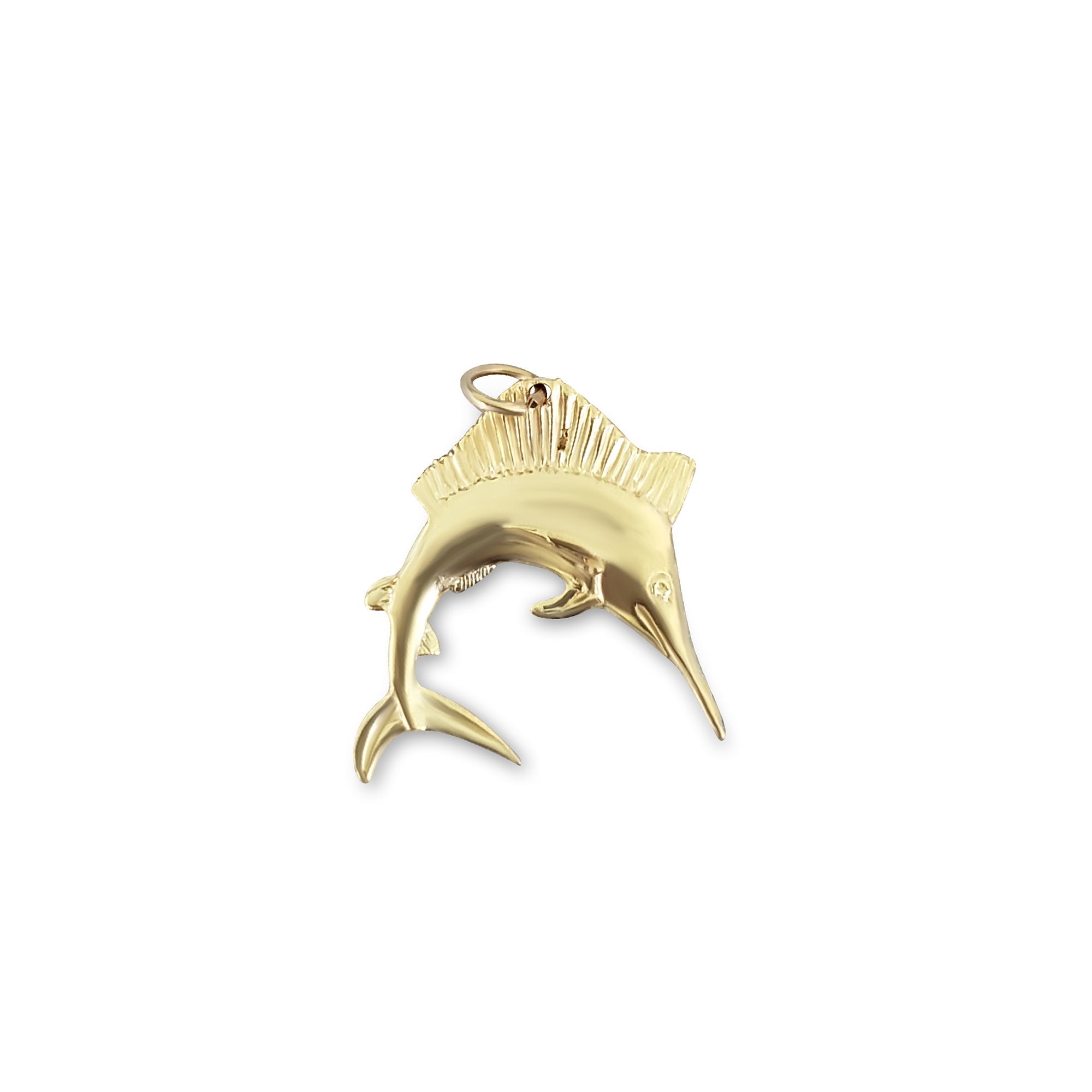 14K Yellow Gold Swordfish Charm Pendant with Diamond Cuts - Perfect for Necklaces, Bracelets & Jewelry Gifts