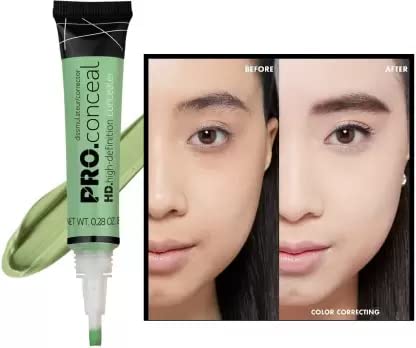 Natural Pro Concealer Cream, Powder & Liquid - Green Color Corrector for Dark Circles & Blemishes - Perfect for Daily Makeup & Professional Use