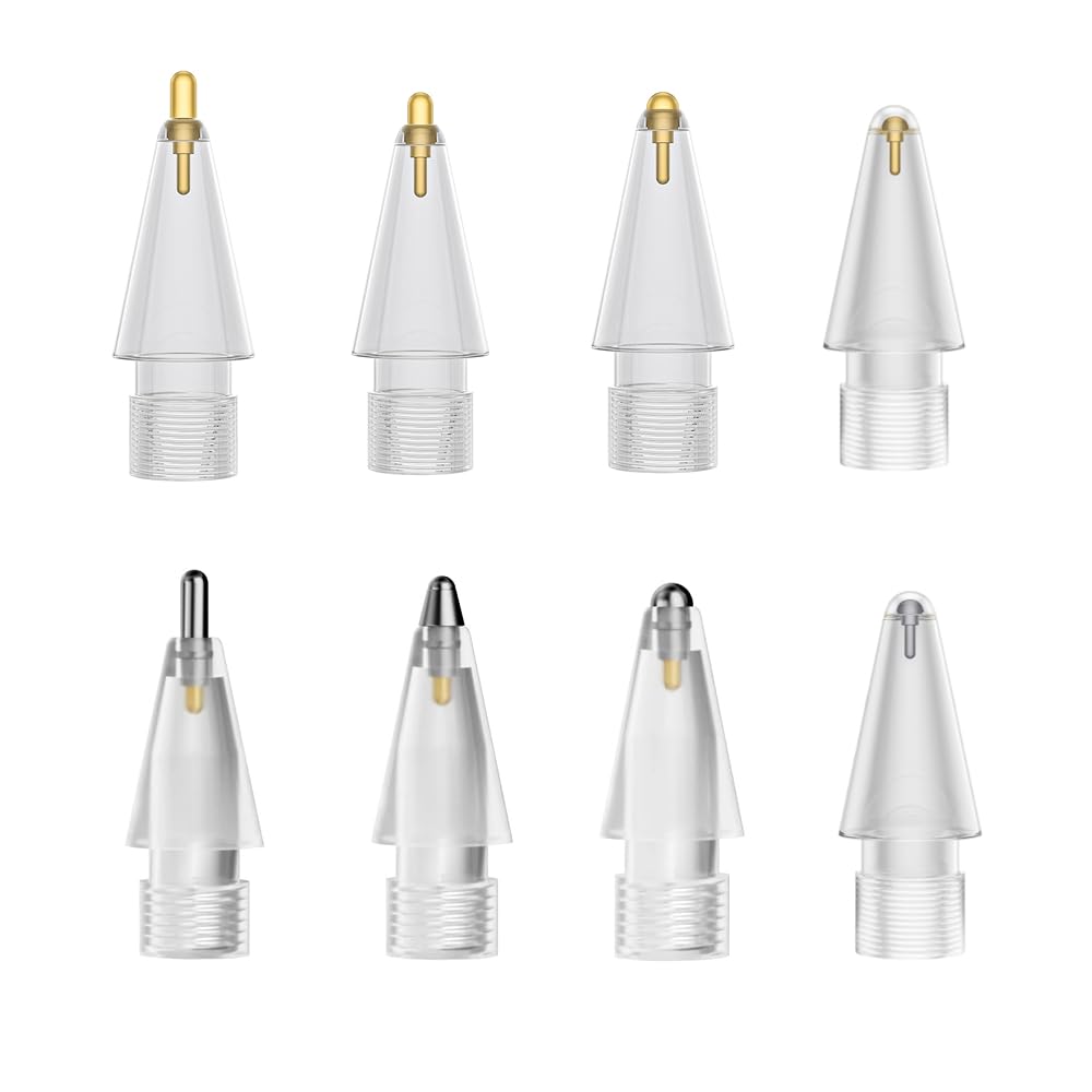 Upgraded Apple Pencil Tips Compatible with 1st & 2nd Gen iPad Pro - Silver + Gold Replacement Nibs for Precise Control & No Wear Out - Perfect for Drawing, Note-Taking & Digital Art