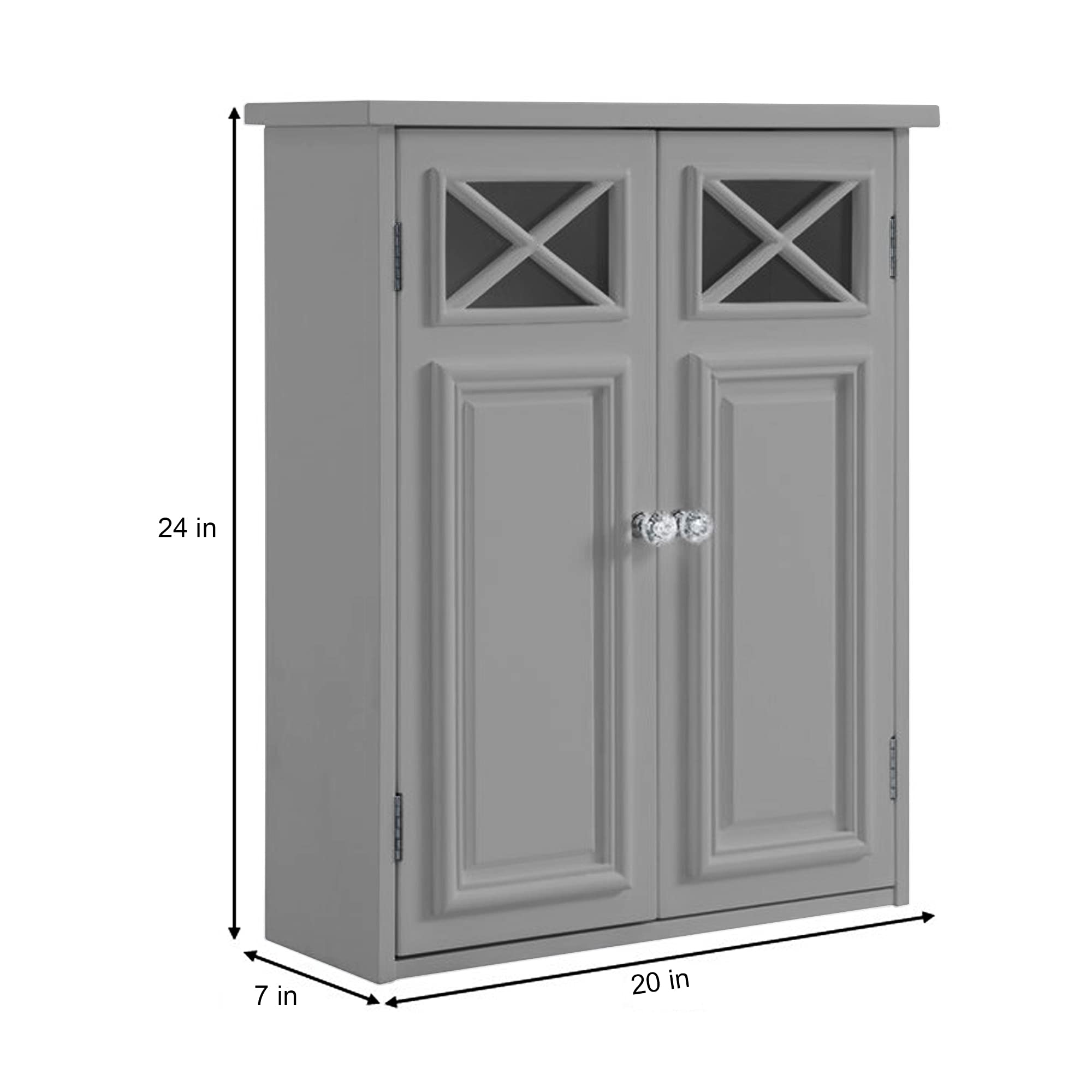 Teamson Dawson Wooden Wall Cabinet - Gray for Living Room Storage