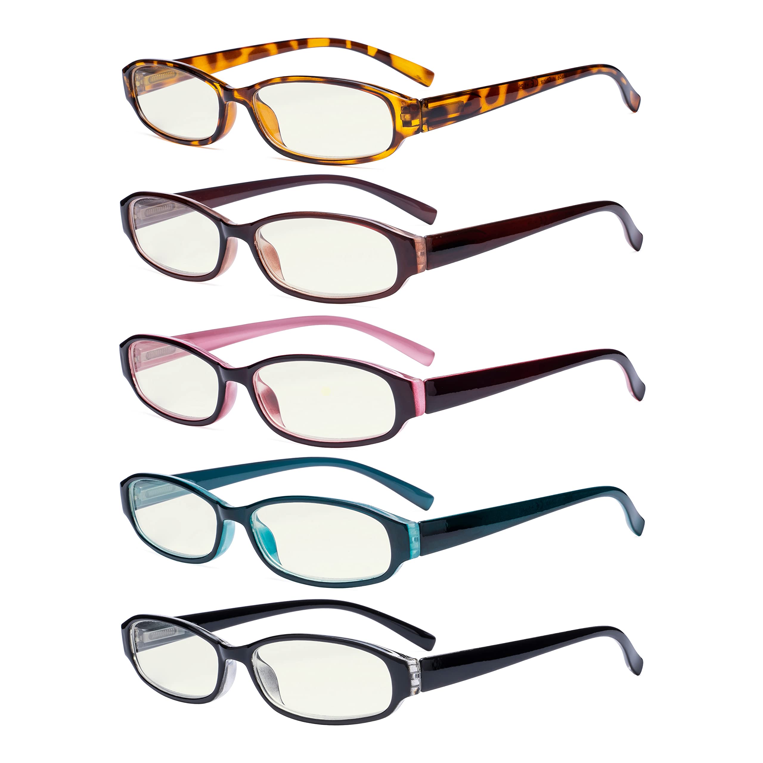 Eyekepper 5 Pack Blue Light Blocking Glasses for Women - Anti Eye Strain Computer Glasses +2.00 Reading Glasses for Office Work, Gaming & Screen Time