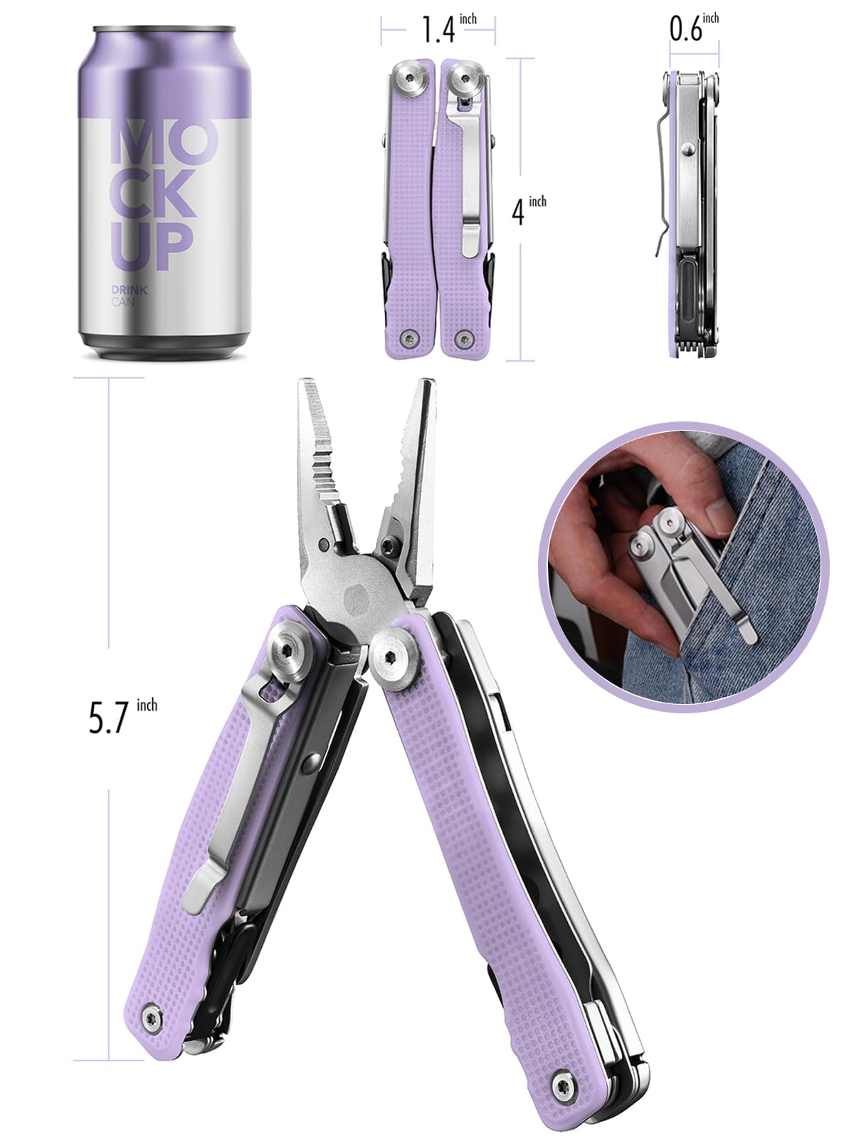 FantastiCAR Purple Utility Knife Box Cutter with 5 Extra Blades & Multifunctional Pliers Set - Stainless Steel Heavy Duty Tool for Home, Office, Warehouse & DIY Projects | Gift Ready Packaging