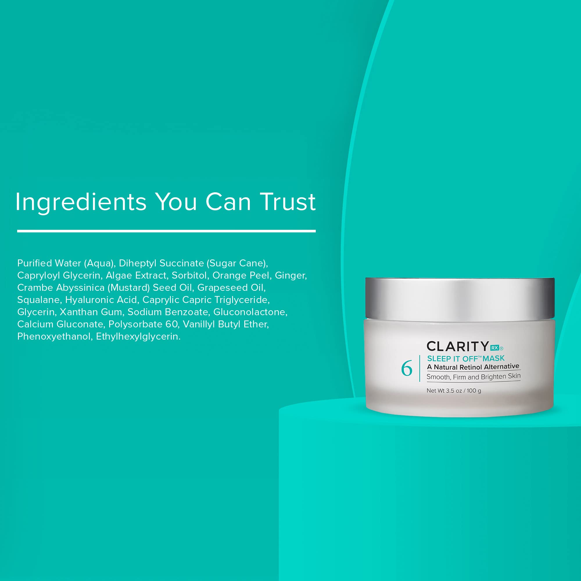 ClarityRx Sleep It Off Retinol Alternative Anti-Aging Face Mask | Natural Plant-Based Overnight Moisturizer with B Vitamins | Reduces Dark Spots, Fine Lines & Wrinkles | 3.5 oz | Perfect for Nighttime Skincare Routine & Hydrating Dry Skin