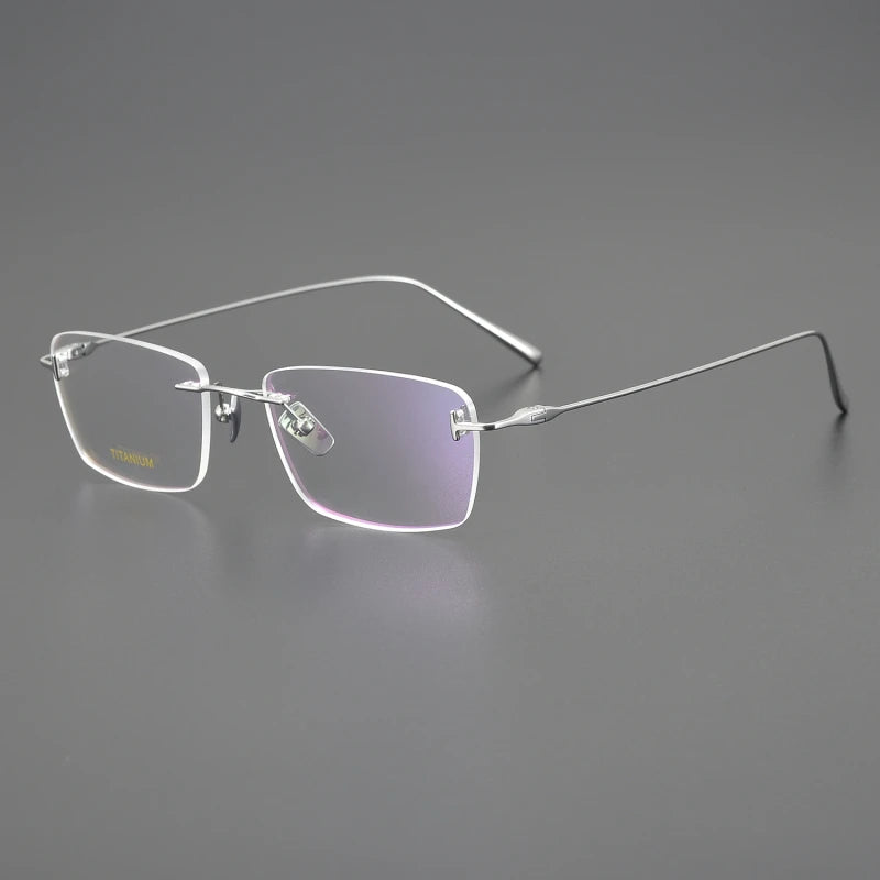 Stylish Unisex Black Rimless Rectangle Titanium Eyeglasses FT5678 - Lightweight & Durable for Work, Reading & Everyday Wear