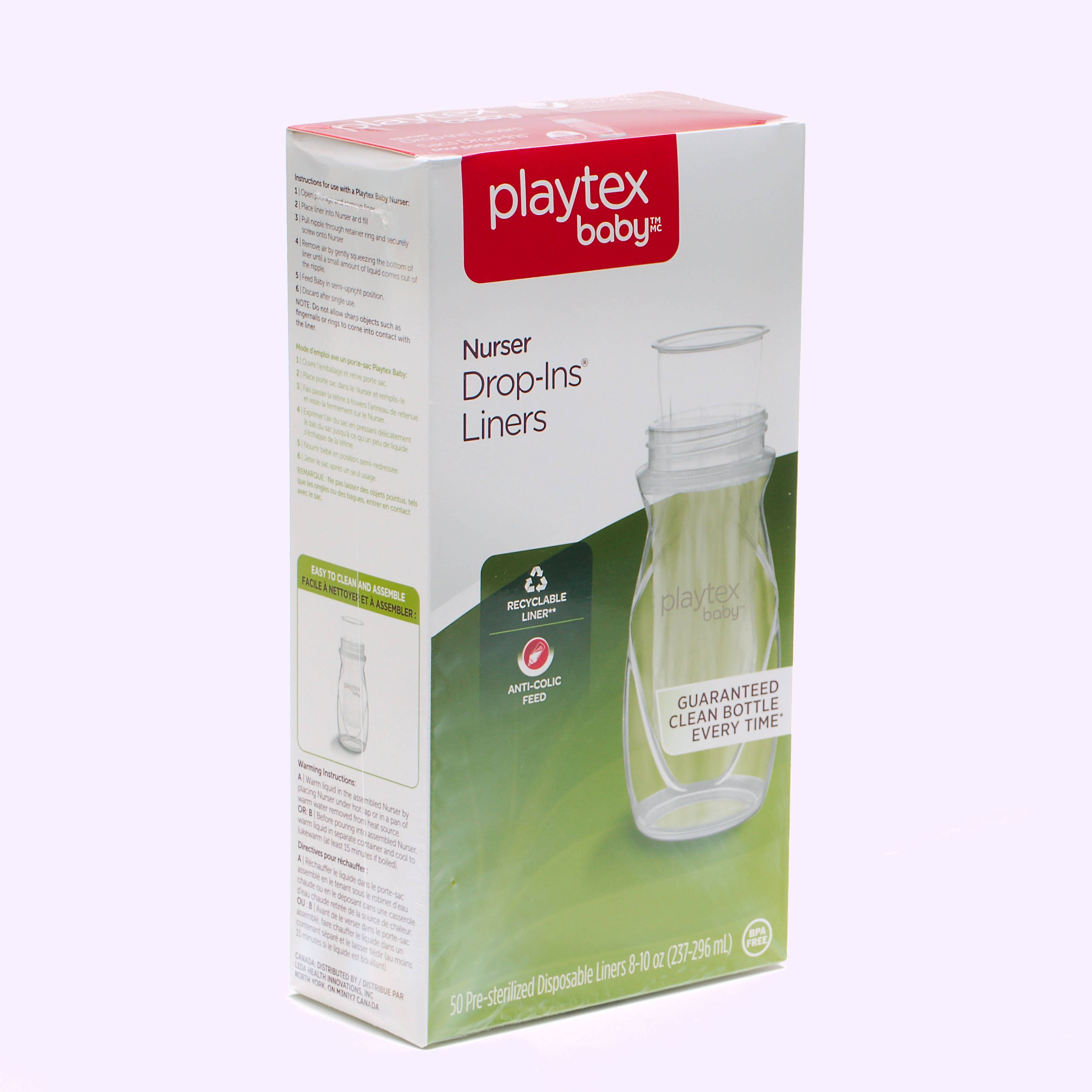 Playtex Baby Drop Ins Anti Colic Disposable Bottle Liners - Prevents Gas & Colic for Newborns & Infants - Perfect for Feeding, Travel & Daycare Use
