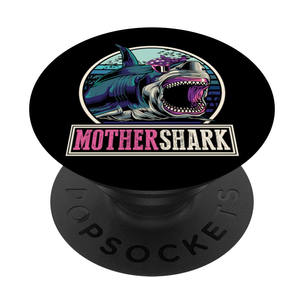 Swappable PopGrip for Phones & Tablets - Mommy Sea Monster & Zoo Animal Design - Perfect Women's Gift for Mother's Day, Birthday - Shark-Themed Phone Accessory for Everyday Use & Travel