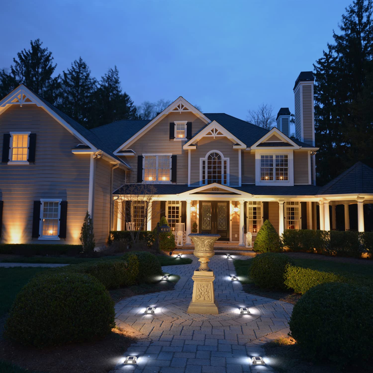 T-SUN 12 Pack Solar Driveway Lights - 6000K Cold White LED Pathway Lights for Outdoor Garden, Sidewalk, Stair & Ground - Waterproof Solar Path Lights for Driveway, Deck & Landscape Lighting