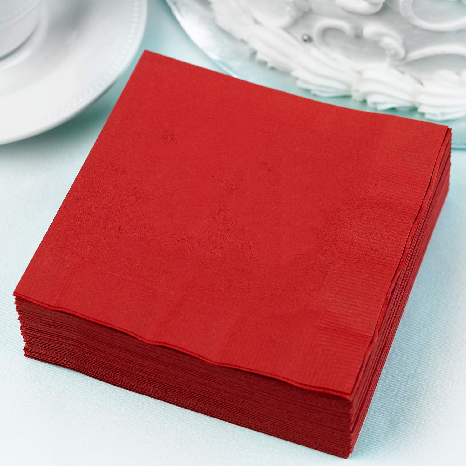 Premium Red Beverage Napkins - 100 Count, 4.75