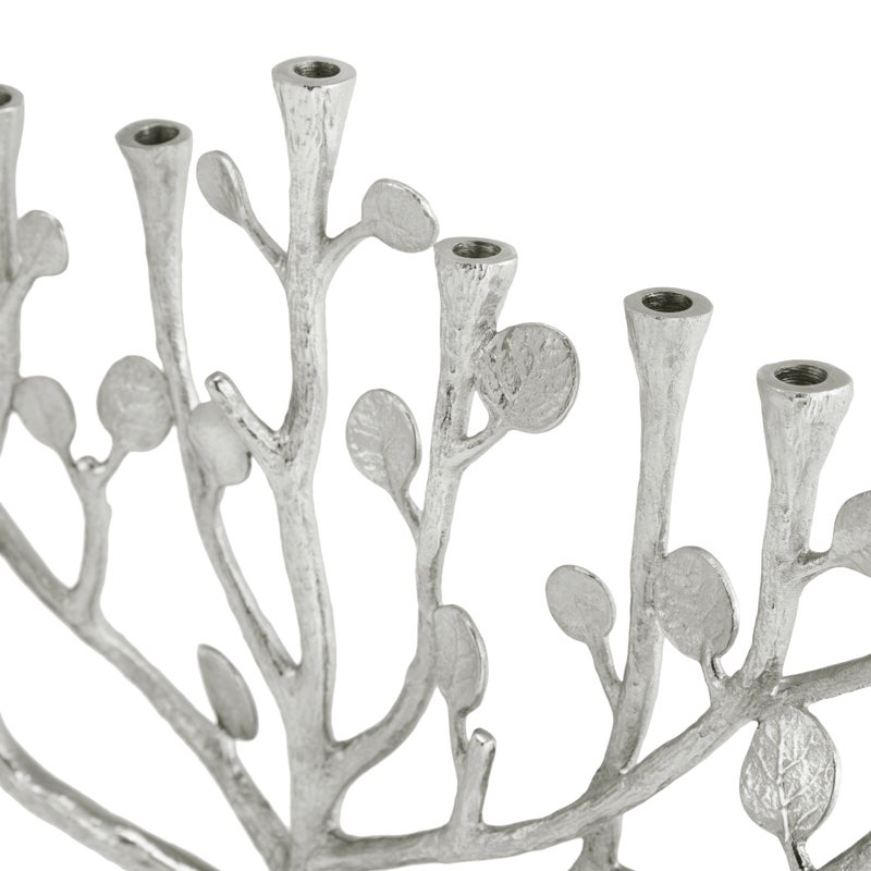 Botanical Leaf Menorah - Elegant Hanukkah Candle Holder for Jewish Holiday Decor & Home Celebration