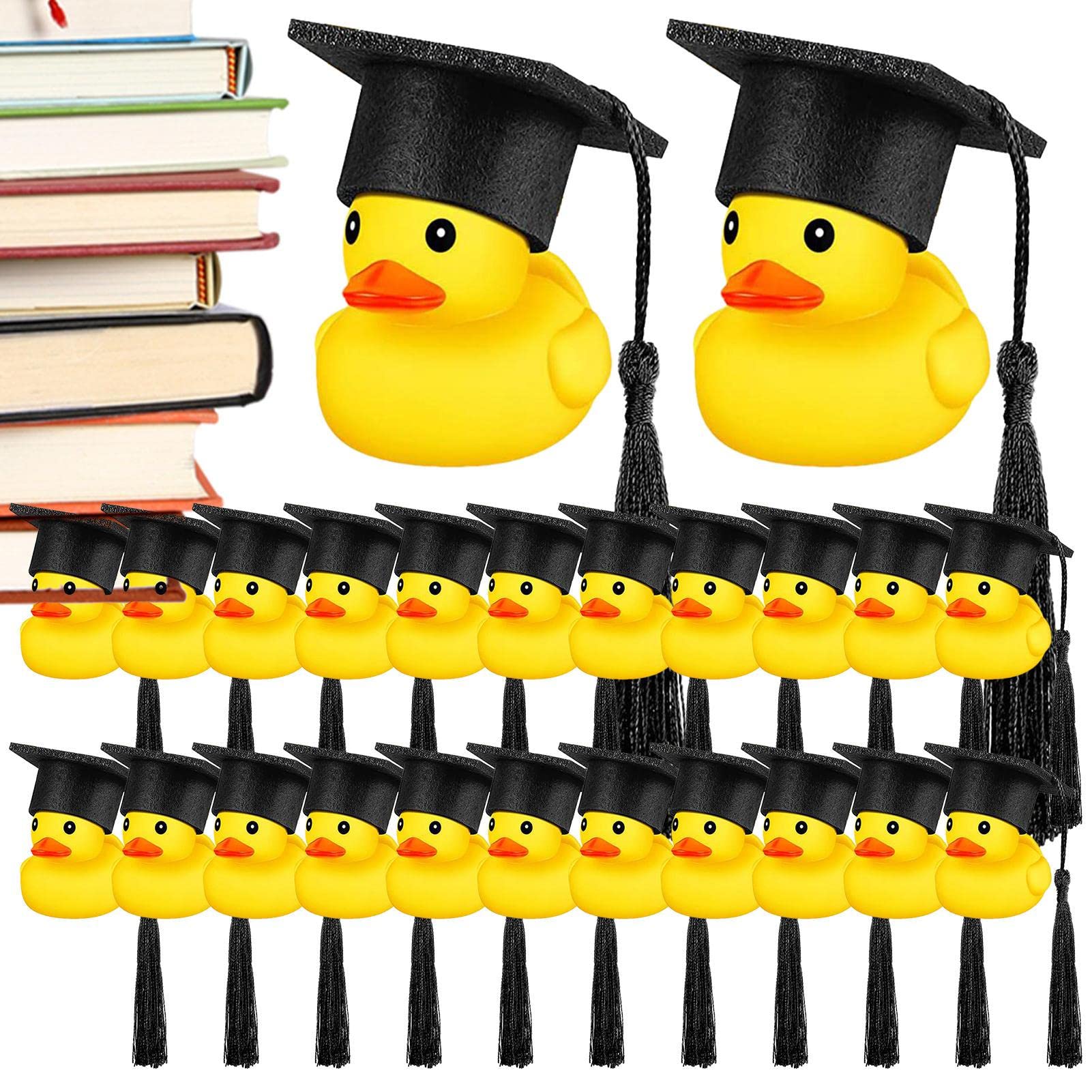 Mini Graduation Rubber Ducks with Black Caps - Bulk Pack for Graduation Party Decorations, Birthday Celebrations & School Events - Fun Favors for Graduates, Teachers & Students