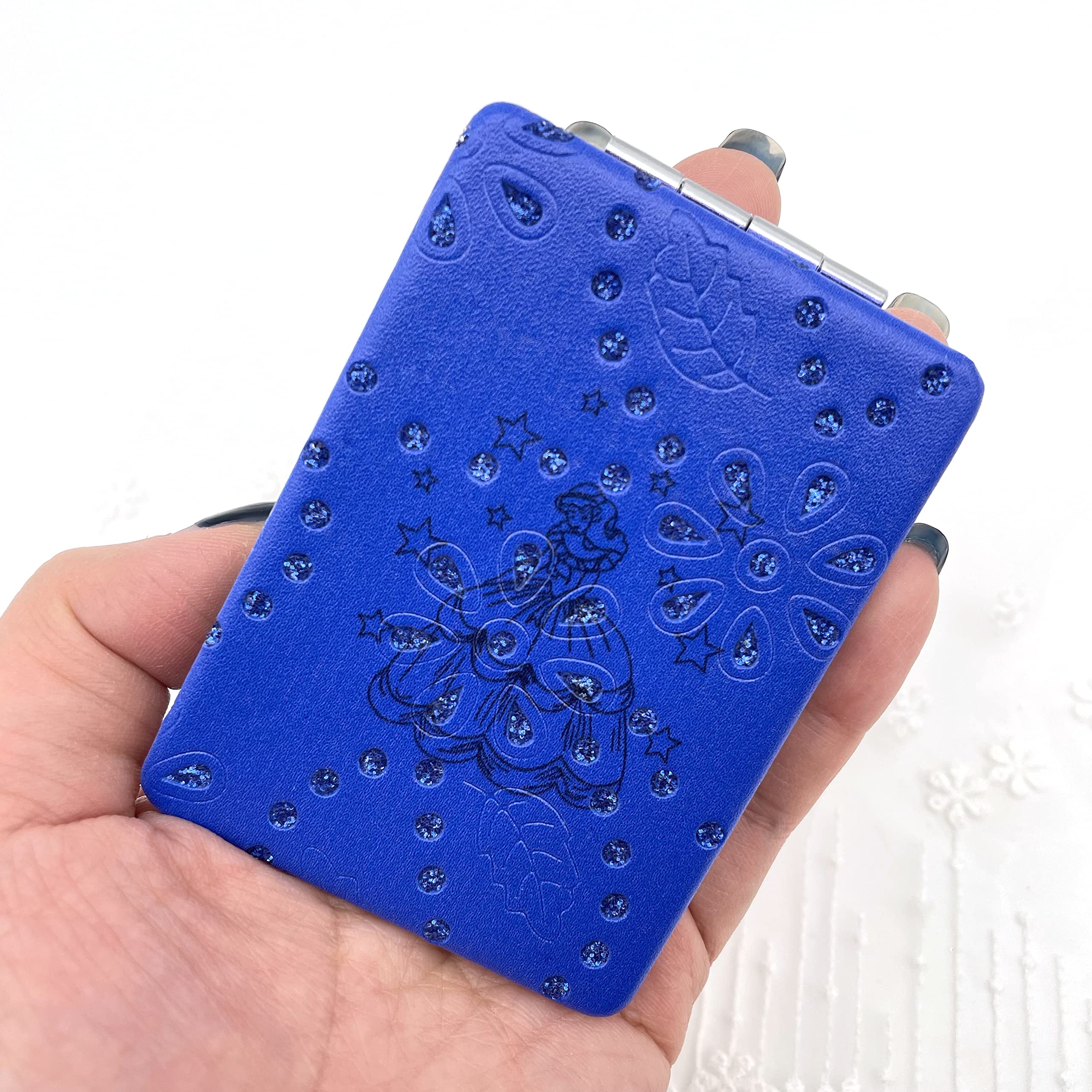 12 Pcs Sweet 15 Quinceañera Bling Compact Mirror - Square PU Leather Makeup Mirror with Rhinestones for Party Favors, Baptism, First Communion & Birthday Gifts (Royal Blue) - Perfect for Bridal Showers, Baby Showers & Quinceañera Celebrations