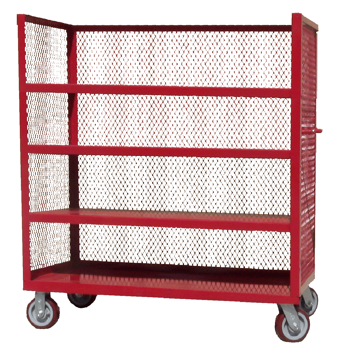 3-Sided Rolling Service Cart with 4 Shelves - Heavy Duty Utility Cart for Kitchen, Office, or Workshop Storage and Organization