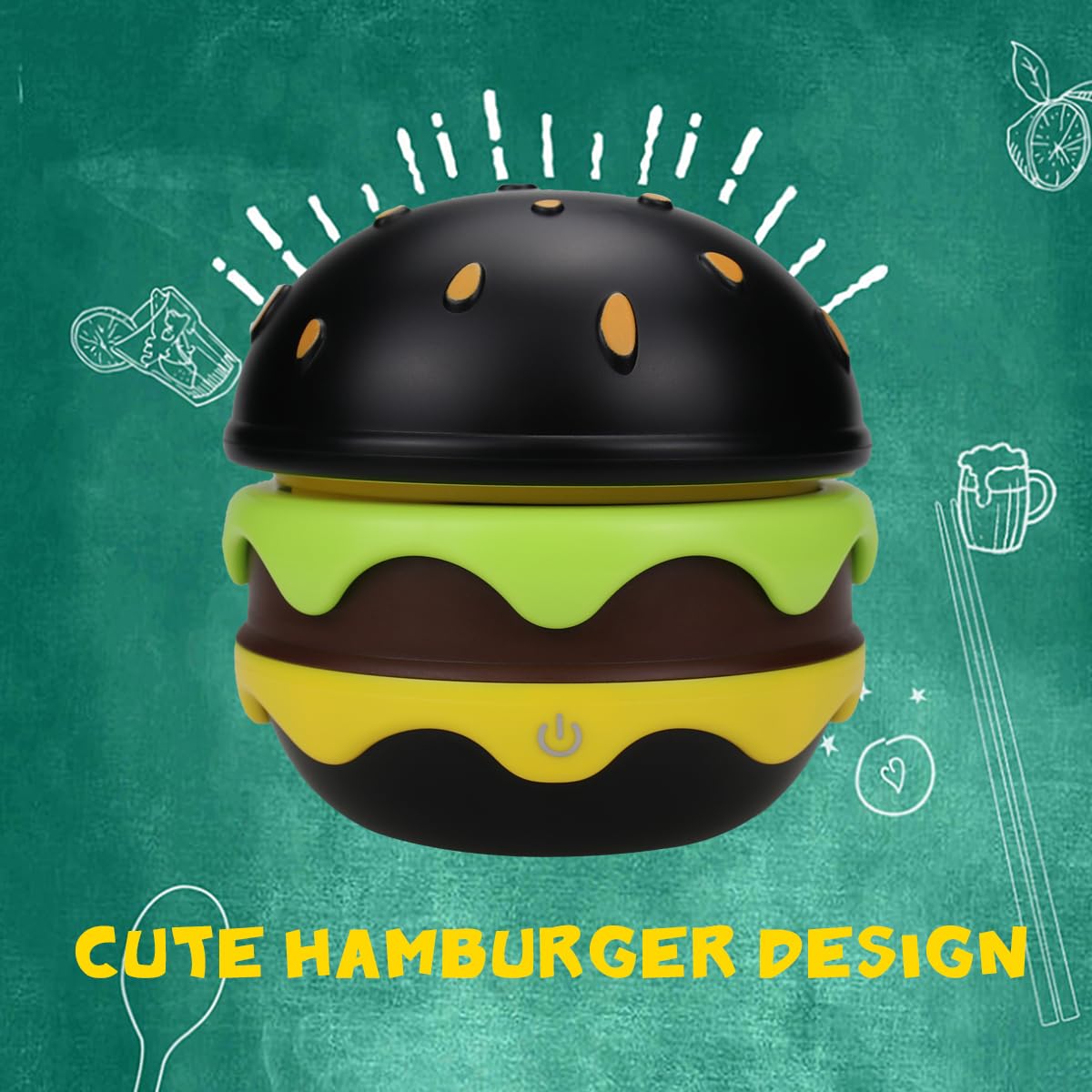 Rechargeable Hamburger Desk Lamp for Kids - Adjustable Neck, Dimmable Touch Switch, Cute Night Light for Nursery, Kawaii Room Decor & Gift for Boys & Girls | Perfect for Bedroom, Study Desk & Kids' Room Decor