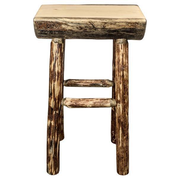 Glacier Country Half Log Barstool - Rustic Wooden Stool with Exterior Stain Finish for Patio, Deck & Cabin Decor