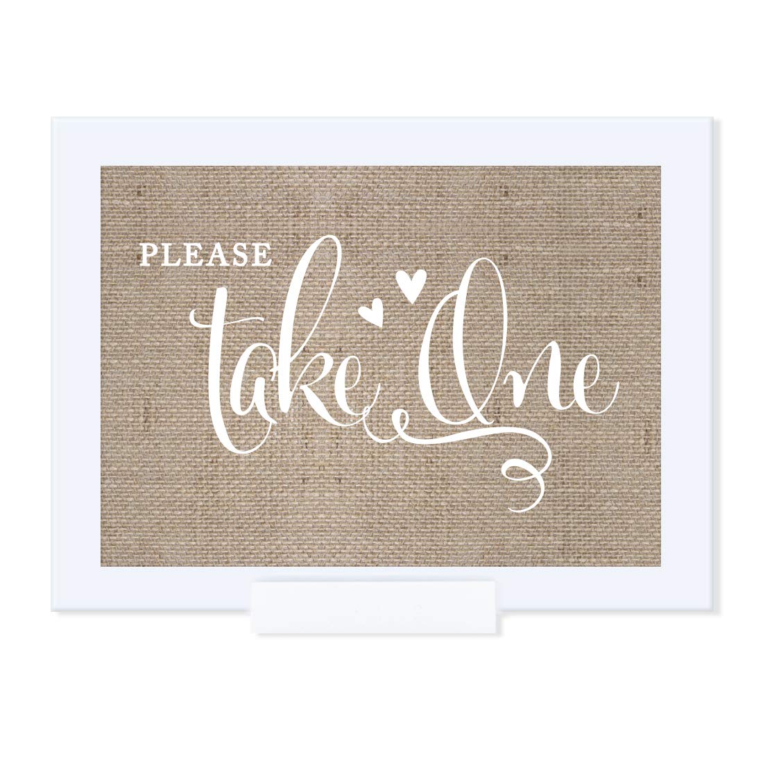 5x7-inch Andaz Press Wedding Framed Party Sign - Rustic Burlap Printed Cardstock with 'Please Take One' Design - 1-Pack Includes Frame - Perfect for Wedding Receptions, Bridal Showers & Country-Themed Events