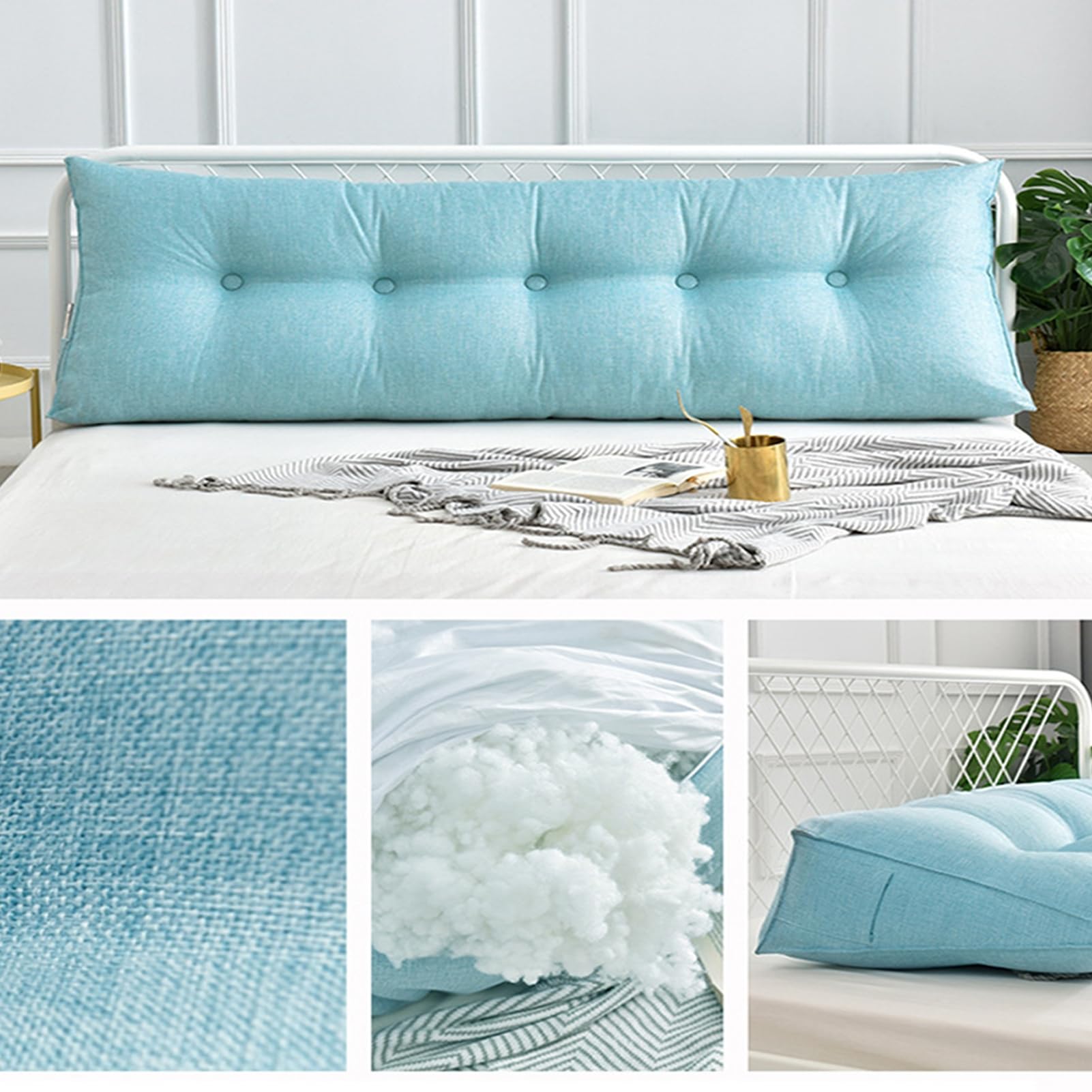 Ergonomic Lumbar Support Bed Pillow - Large Wedge Reading Backrest Cushion for Bed, Sofa & Bay Window (100x50x23cm, Lake Blue) | Perfect for Reading, Relaxing & Back Pain Relief