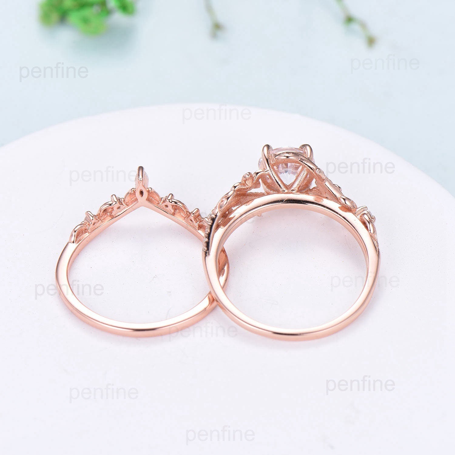 1CT Floral Brilliant Moissanite Engagement Ring Set - Nature Inspired Branch Twig Leaf Design Wedding Ring Set - Unique Infinity Anniversary Bridal Jewelry for Women - Perfect for Proposals, Weddings & Romantic Gifts